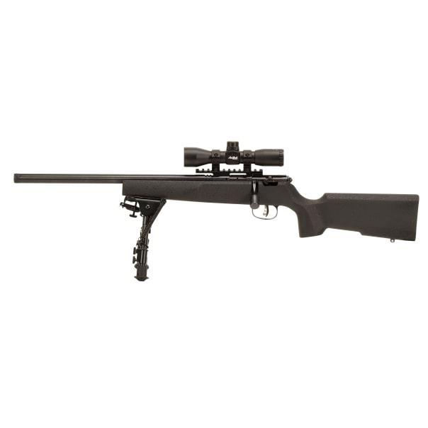 Savage Arms 13836 Rascal Target XP Youth 22 LR 1rd 16.13" Black Satin Heavy Threaded Barrel, Satin Black Drilled & Tapped Carbon Steel Receiver, Matte Black Fixed Wood Stock, 4x32mm Scope & Bipod, Lef