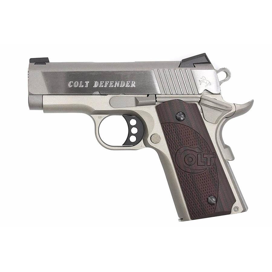 Colt Mfg O7000XE Defender Compact 45 ACP 7+1 3" Steel Barrel, Stainless Serrated Slide, Matte Stainless Aluminum Frame w/Beavertail, Black Cherry Tactical G10 Grips, Ambidextrous