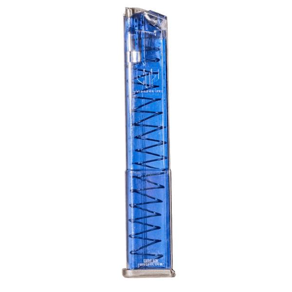 ETS Group GLK18G2BLU Pistol Mags  31rd Extended w/Gen2 Floor Plate 9mm Luger Compatible w/ Glock 17/18/19/19X/26/34/45 Clear Blue Polymer