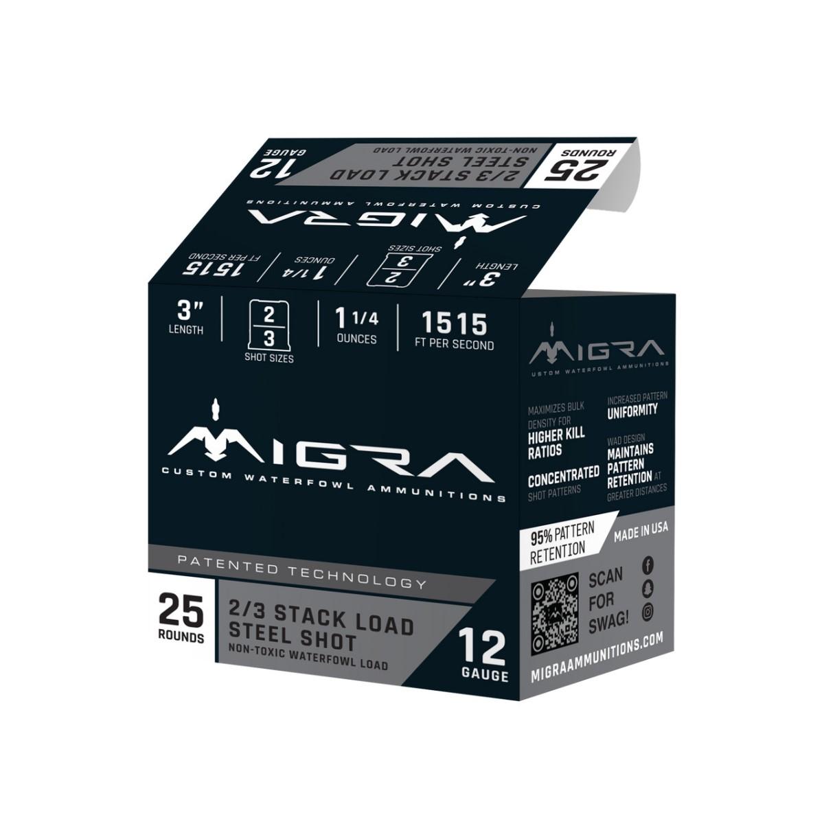 Migra Steel Waterfowl Stacked Shotshell 12ga 3" 1-1/4 oz 1515 fps #2 25/ct