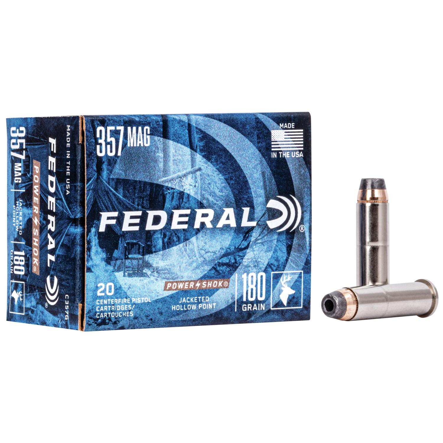 Federal Power-Shok Handgun Ammunition .357 Mag 180gr JHP 1080 fps 20/ct
