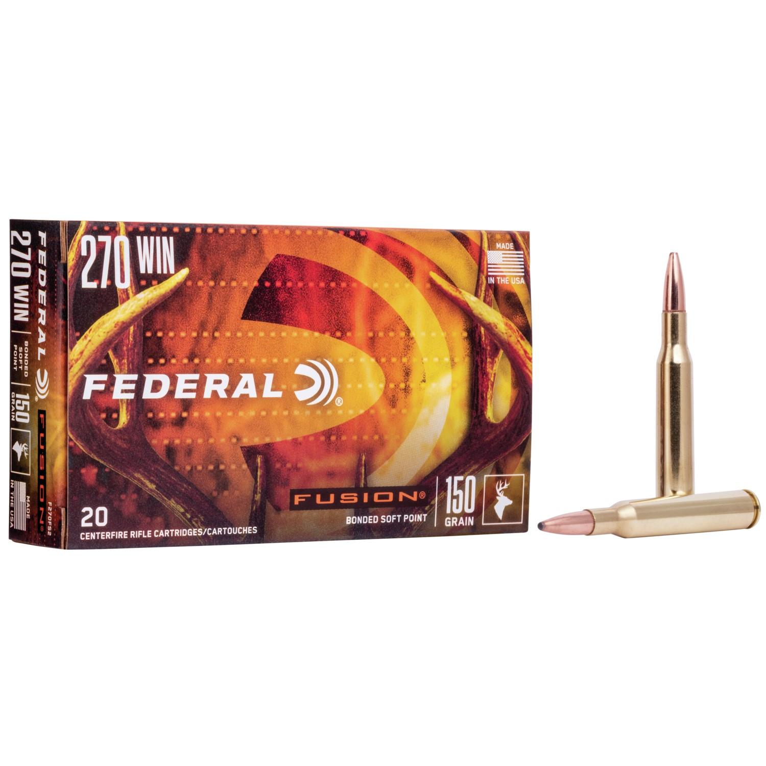 Federal F270FS2 Fusion 270Win 150gr Bonded Soft Point 20 Per Box/10 Case