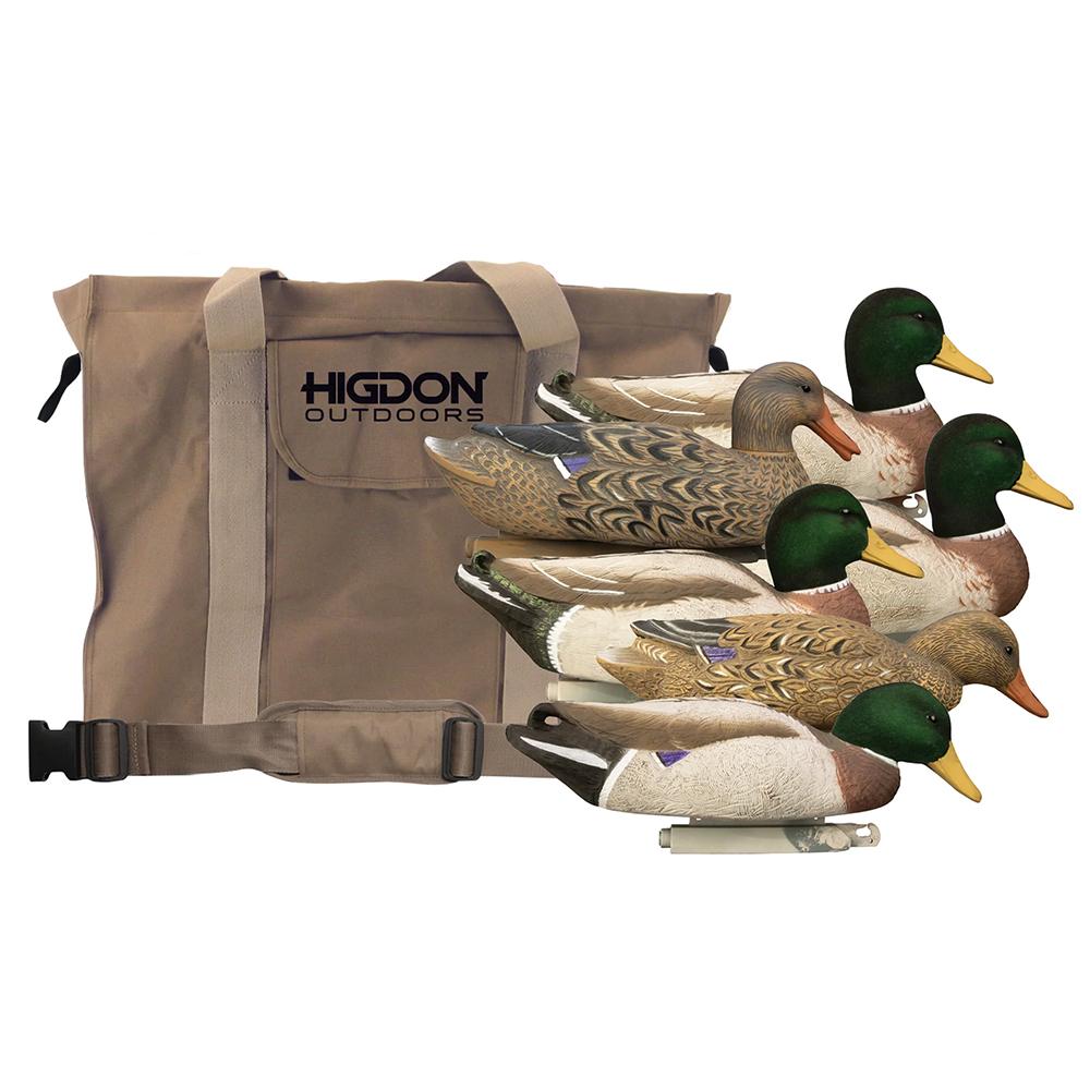 Hidgon Magnum Mallard Foam Filled Flocked Heads Duck Decoys 6/ct with Slot Bag