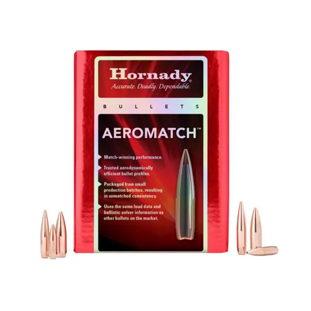 Hornady Aeromatch Rifle Bullets 30 CAL .308 175 GR HPBT  (1-12") 100 RDS