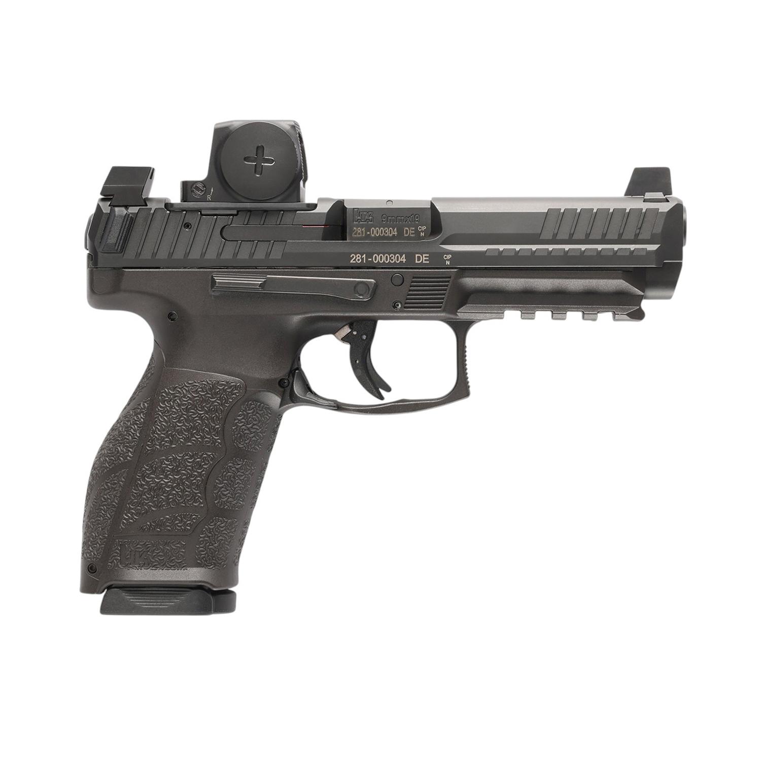 HK 81001350 VP9A1 F w/Optic 9mm Luger 20+1 4.53" Black Barrel & Steel Serrated w/Optic Slide, Black Polymer Frame w/Picatinny Rail, Textured Grip, Vortex CCW