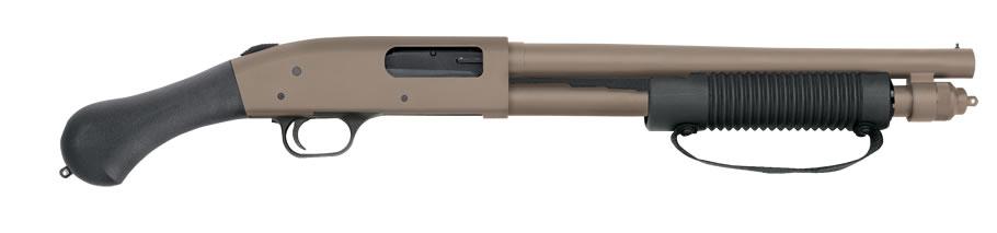 Mossberg 50653 590 Shockwave 12 Gauge 5+1 3" 14.375" Heavy Barrel, Flat Dark Earth Cerakote, Dual Extractors, Drilled & Tapped Receiver, Corncob Forend w/Strap, Raptor Birdshead Grip Stock