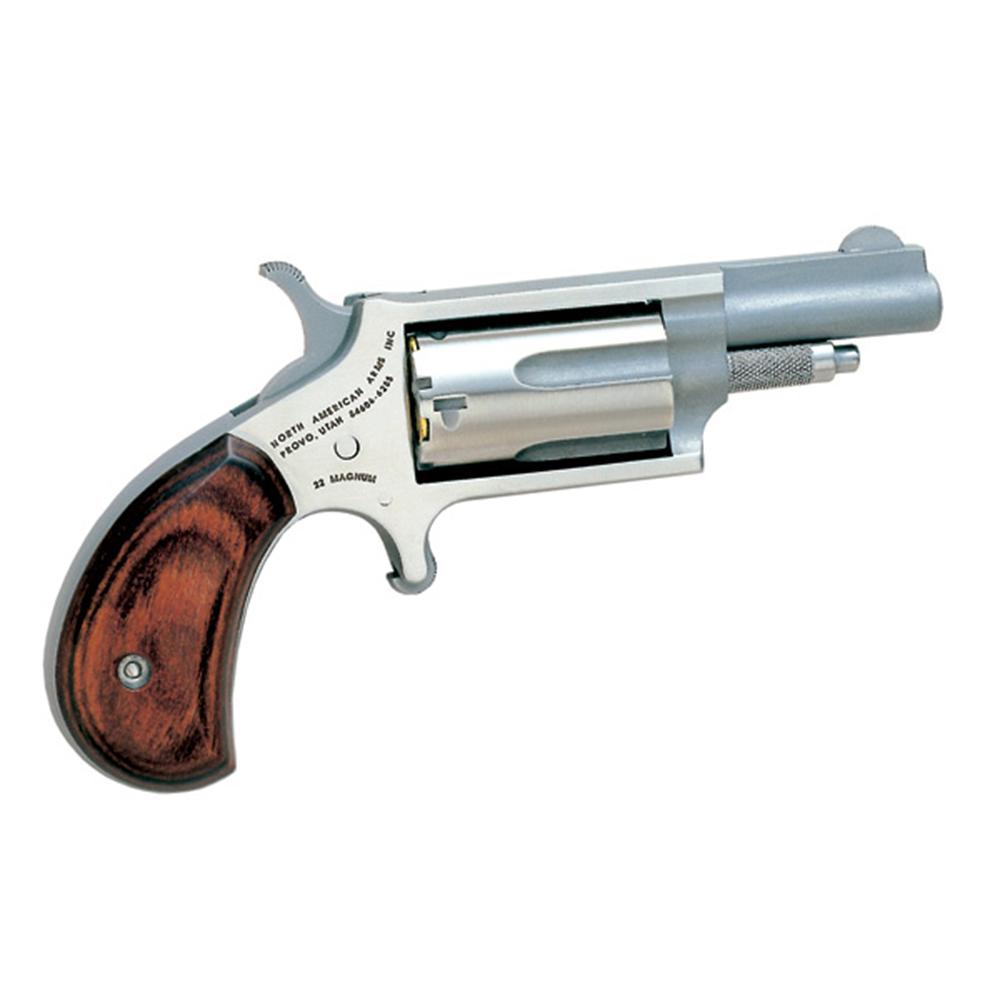North American Arms 22MC Mini-Revolver 22 LR/22 WMR 5 Shot 1.63" Stainless Steel Barrel, Frame & Cylinder, Rosewood Grip, Exposed Hammer