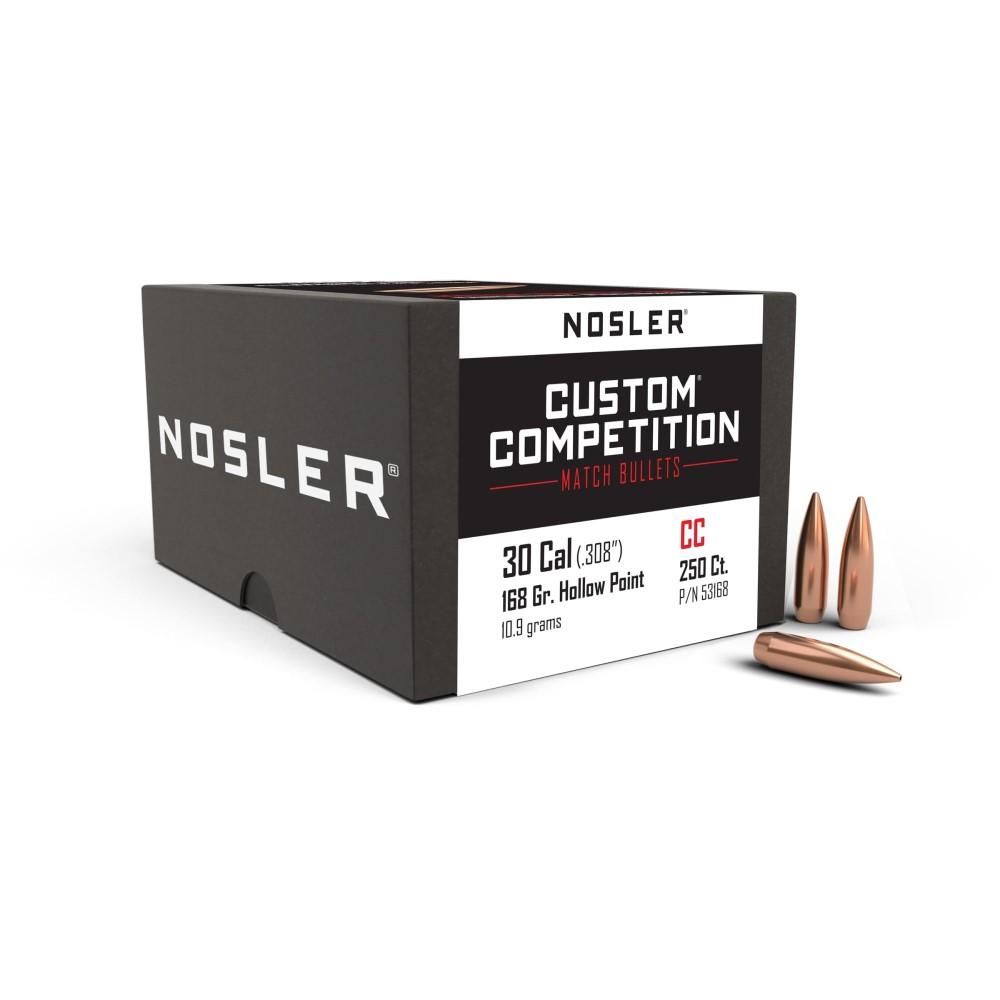 Nosler Custom Competition Rifle Bullets .30 cal .308" 168 gr HPBT 250/ct