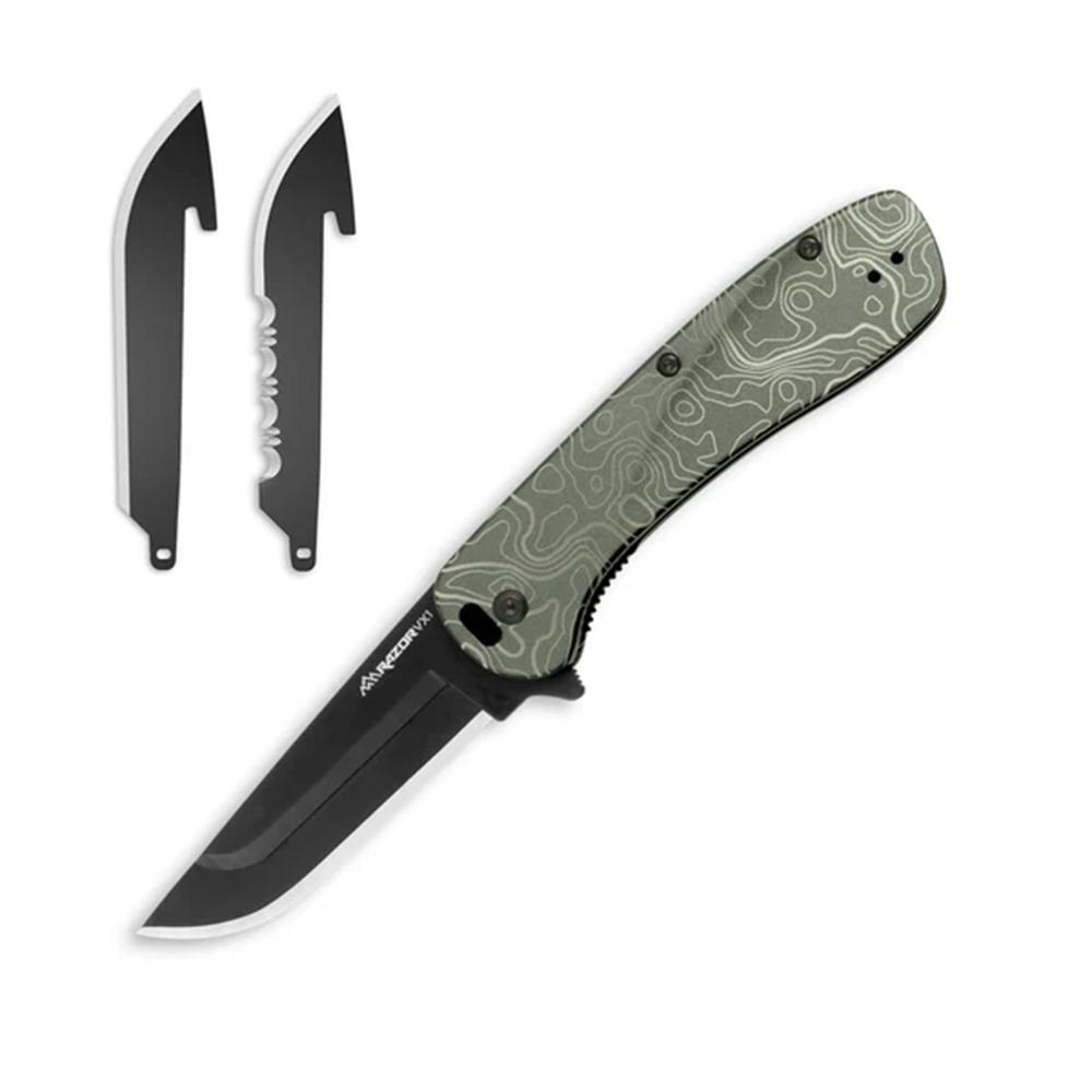 Outdoor Edge Razor VX1 Replaceable Blade Folding Knife 3" Drop Point Blade Green