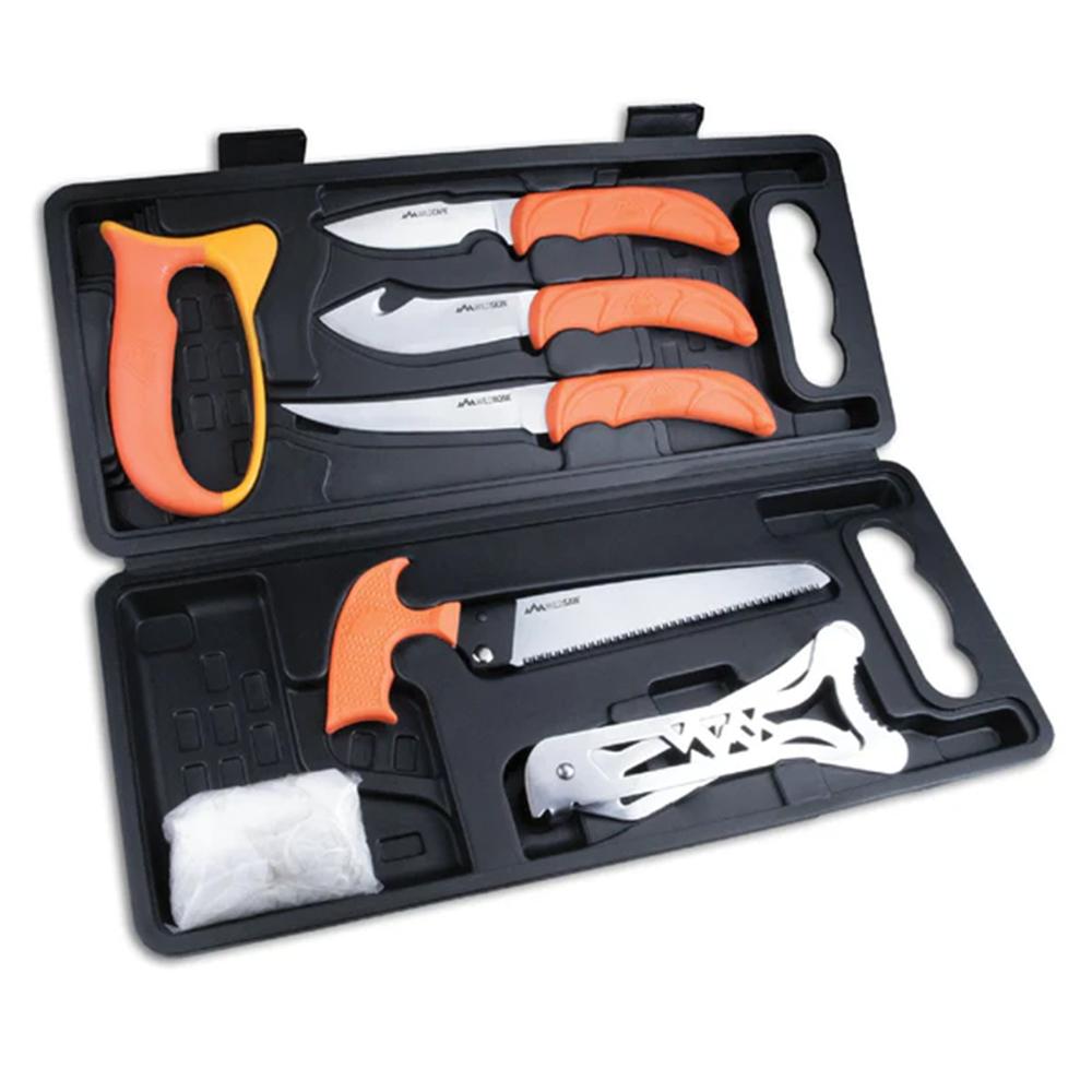 Outdoor Edge WP2 Wild Pak Multiple Skinner w/Gut Hook/Saw/Caper Plain/Saw 420J2 Stainless Steel Blade FRN Orange Handle