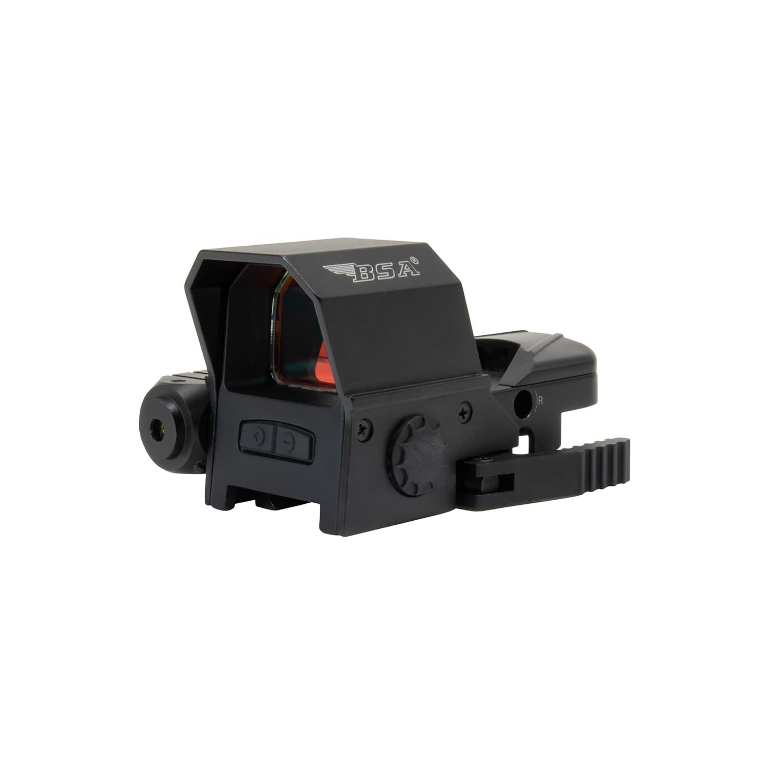 BSA Reflex Sight with Red Laser 33x24mm 4 Reticles Red QR Mount for Weaver/Picatinny