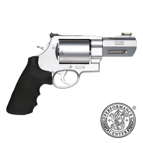 Smith & Wesson X Frame Series Performance Center Model 500 Handgun 500 S&W Mag 5rd Capacity 3.5" Barrel Silver with Black Grip Fiber Optic Sights view 2