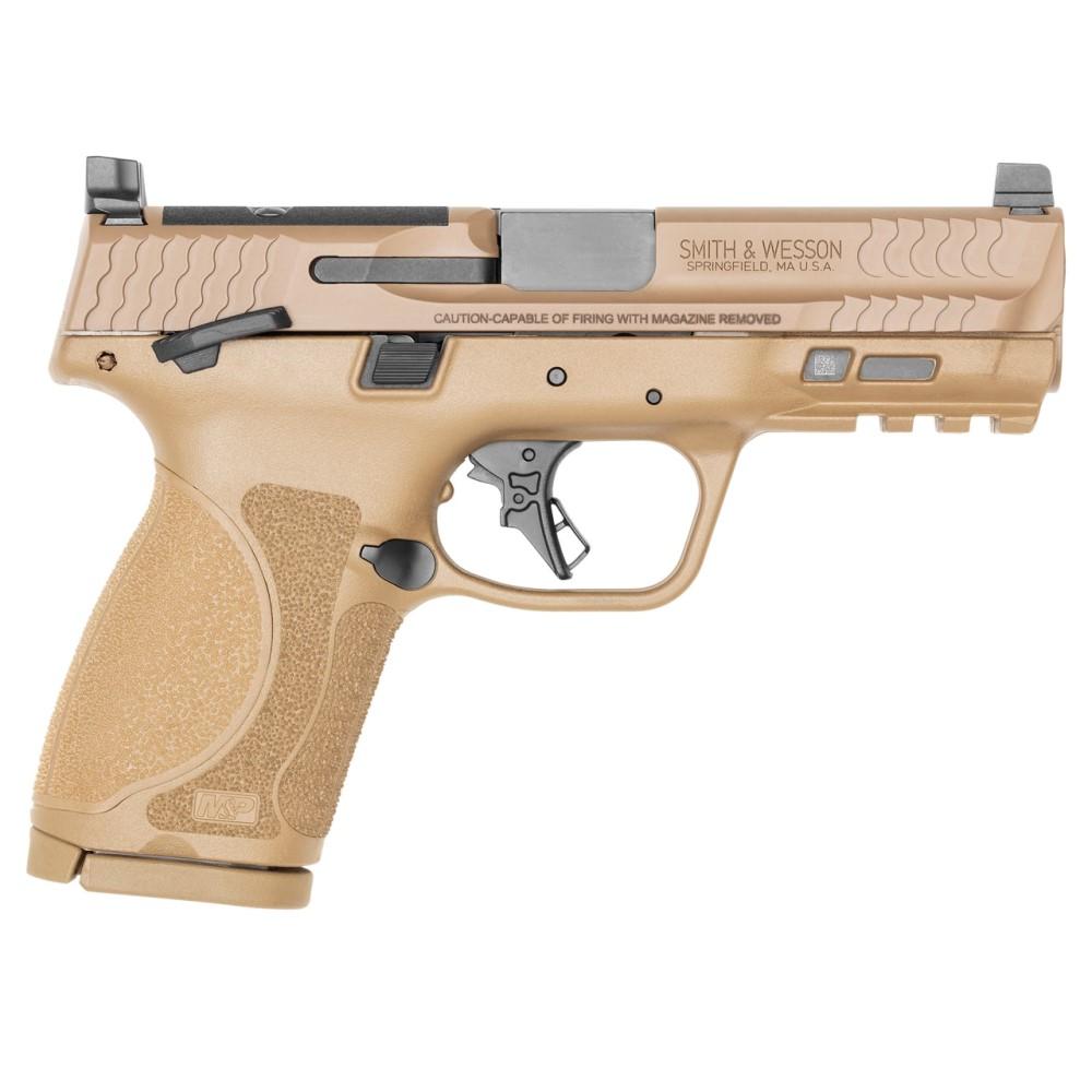Smith & Wesson 13573 M&P M2.0 Compact 9mm Luger 15+1 4" Stainless Steel Barrel & Optic Cut/Serrated Stainless Steel Slide, Flat Dark Earth Polymer Frame w/Picatinny Rail