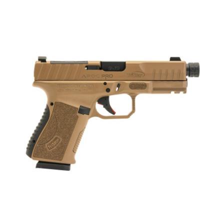 TriStar 85784 Apoc Pro 9mm Luger 15+1 4.50" Black Threaded Barrel, Flat Dark Earth Cerakote Steel Optic Ready/Serrated Slide, Flat Dark Earth Polymer Frame w/Picatinny Rail, Interchangeable Backstrap