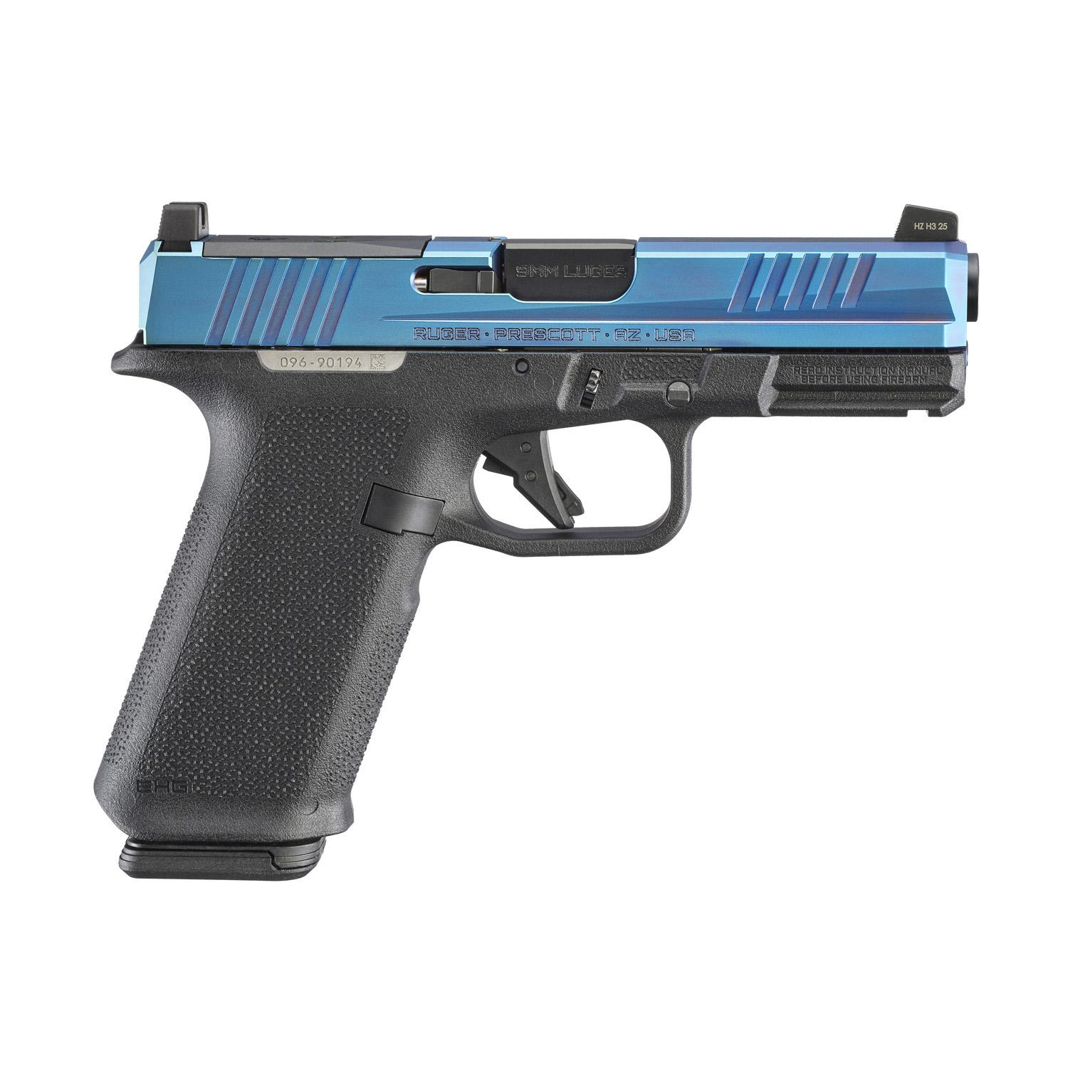 Ruger RXM Blue PVD Handgun 9mm Luger 17rd Magazines(2) 4" Barrel Black Poly Frame Front Night Sight