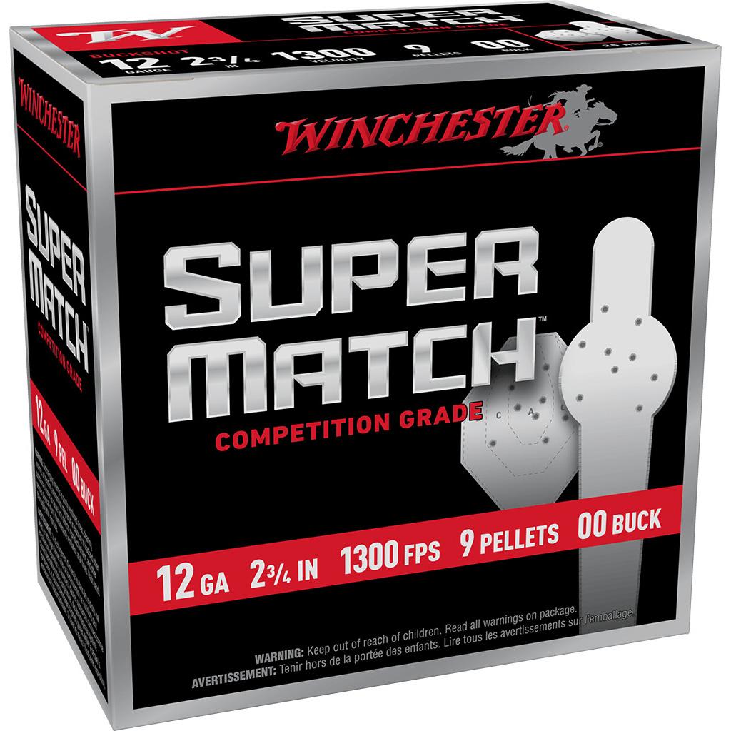Winchester Super Match Shotshells 12ga 2-3/4" 9Plts 1300 fps #00 25ct