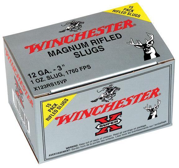 Winchester Ammo X123RS15VP Super X 12Gauge 3" 1oz Rifled Slug Shot 15 Per Box/10 Case