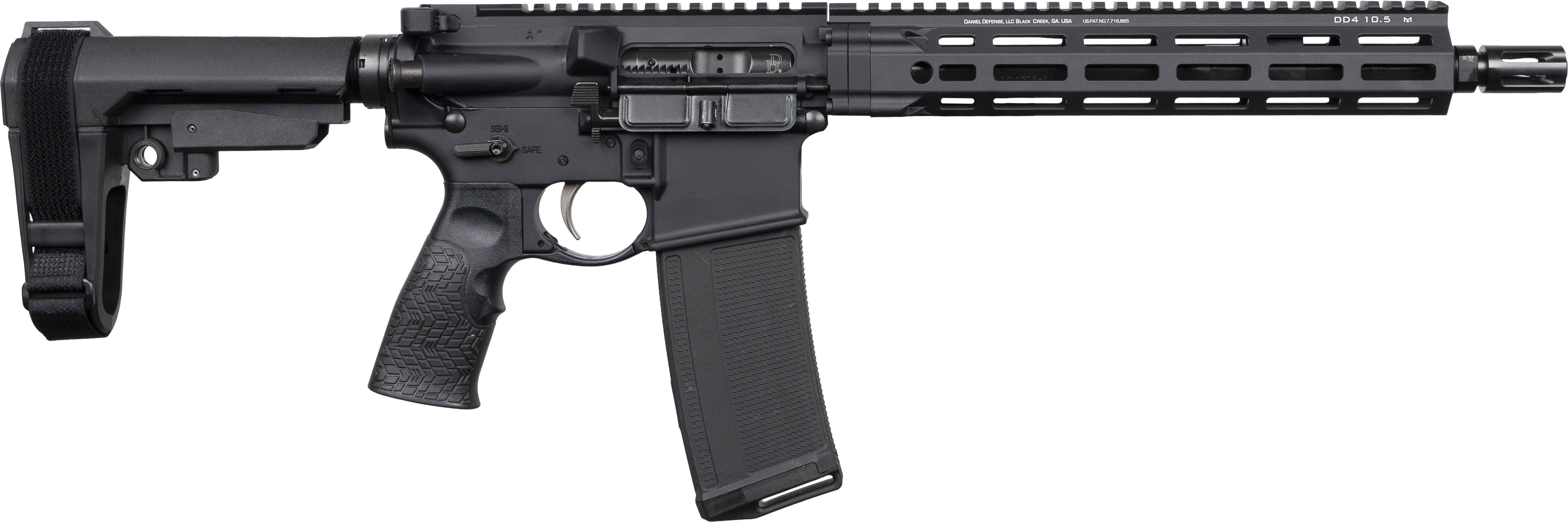 Daniel Defense DD4P Pistol 5.56mm 32rd Magazine 11.5'' Barrel 10.5'' M-LOK Handguard Black SBA3 Brace