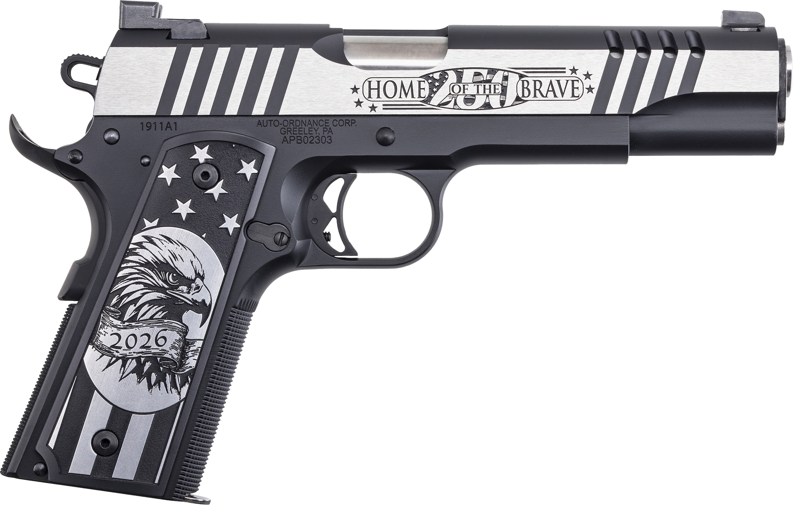 Auto Ordnance America 250th Anniversary "Land of the Free" 1911 Handgun 7rd Magazine(1) 5" Barrel TruGlo Sight