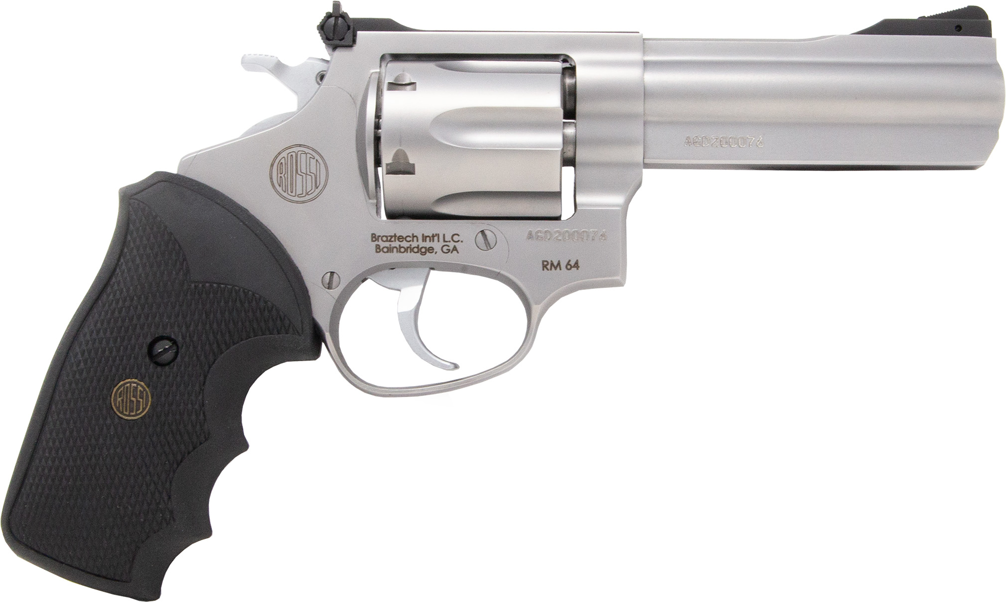 Rossi Rm64 Handgun .357 Mag 6rd Capacity 4" Barrel Silver with Black Grip