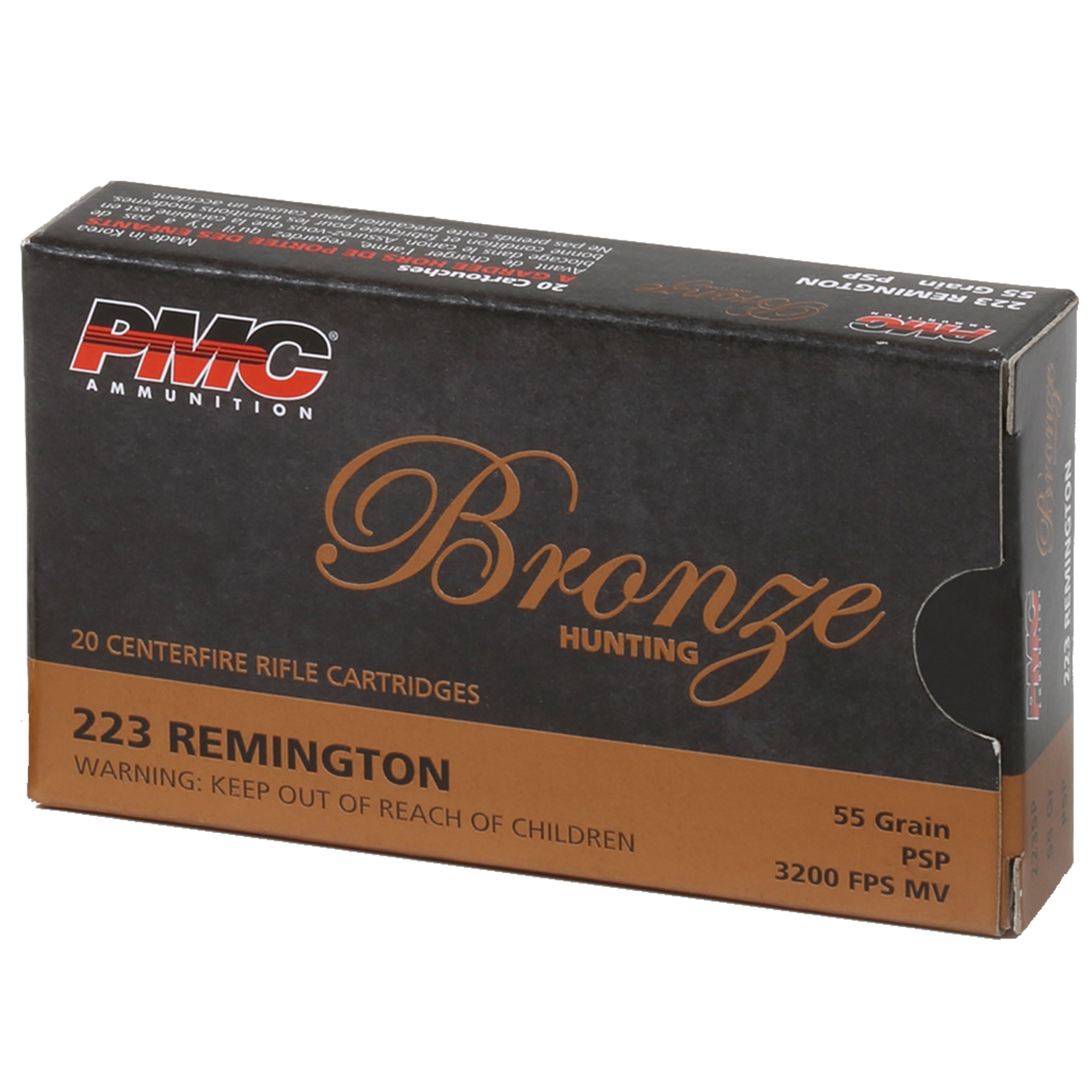 PMC Bronze Hunting Rifle Ammunition .223 Rem 55 gr SP 3200 fps 20/ct