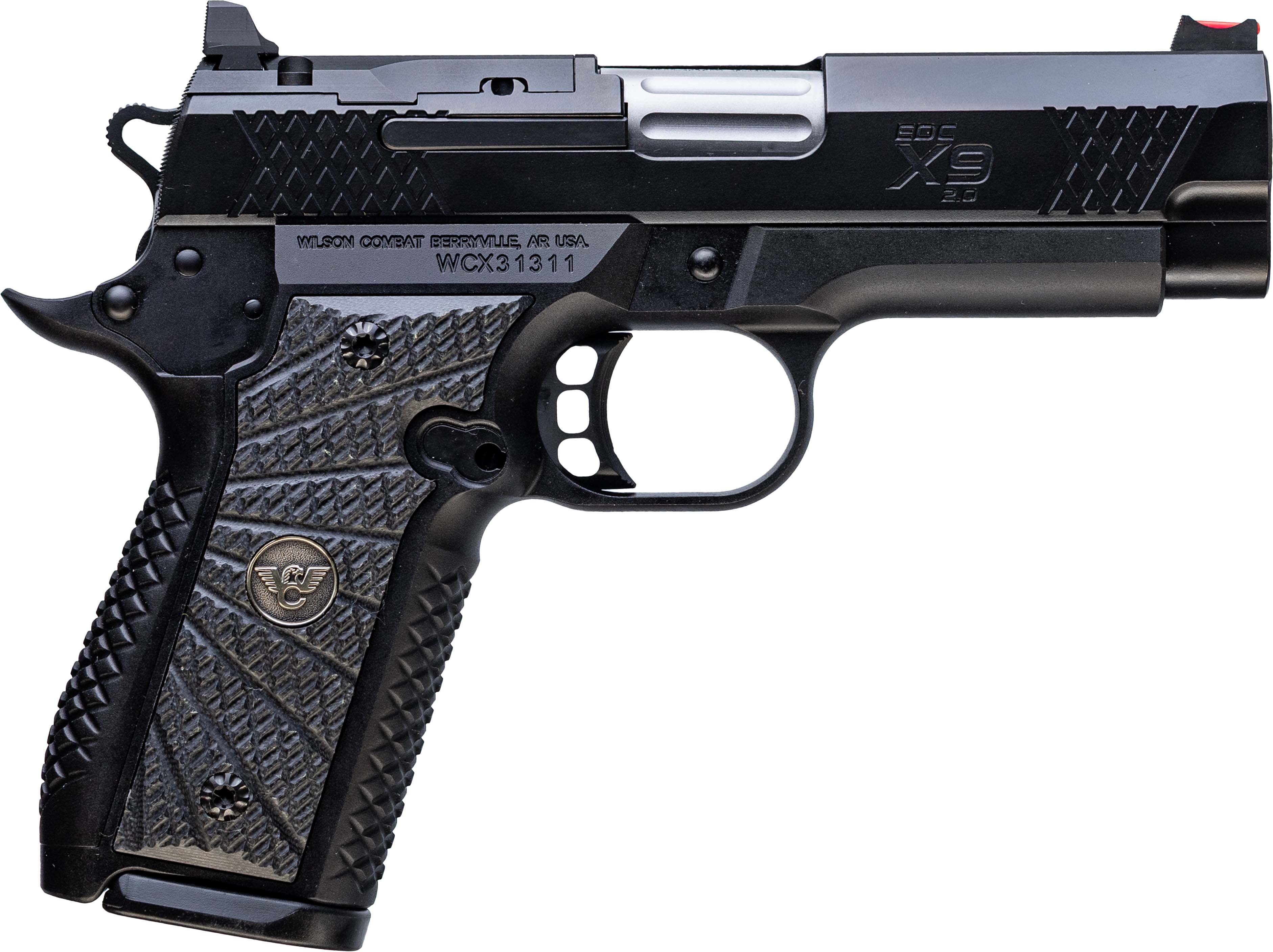 Wilson Combat 2EDCXCP9OR EDC X9 2.0 9mm Luger 15+1 4" Stainless Fluted Barrel, Black Armor-Tuff Optic Ready Slide, Aluminum Frame, Black G10 Grip