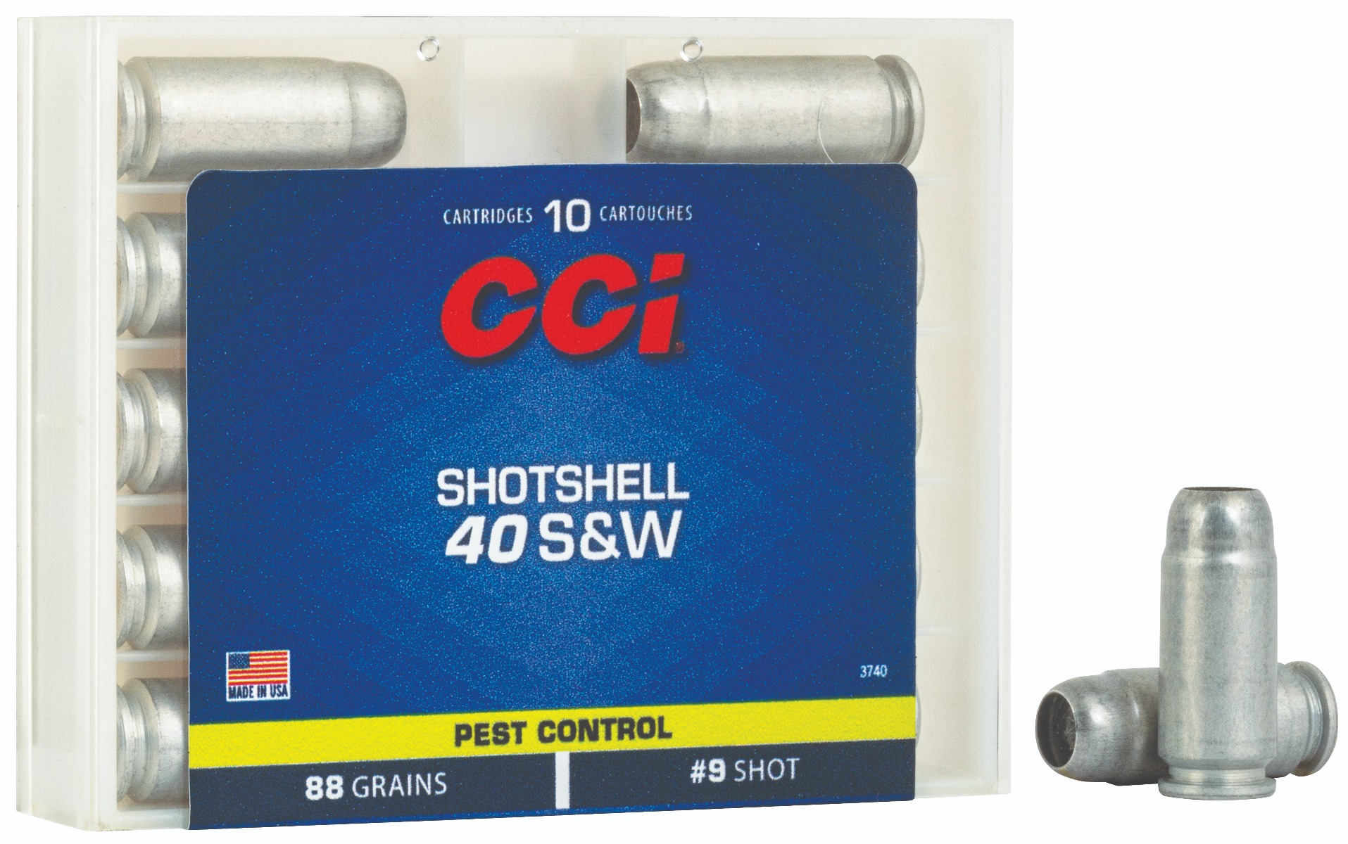 CCI Pest Control Handgun Shotshells .40 S&W 88 gr #9 shot 1250 fps 10/ct