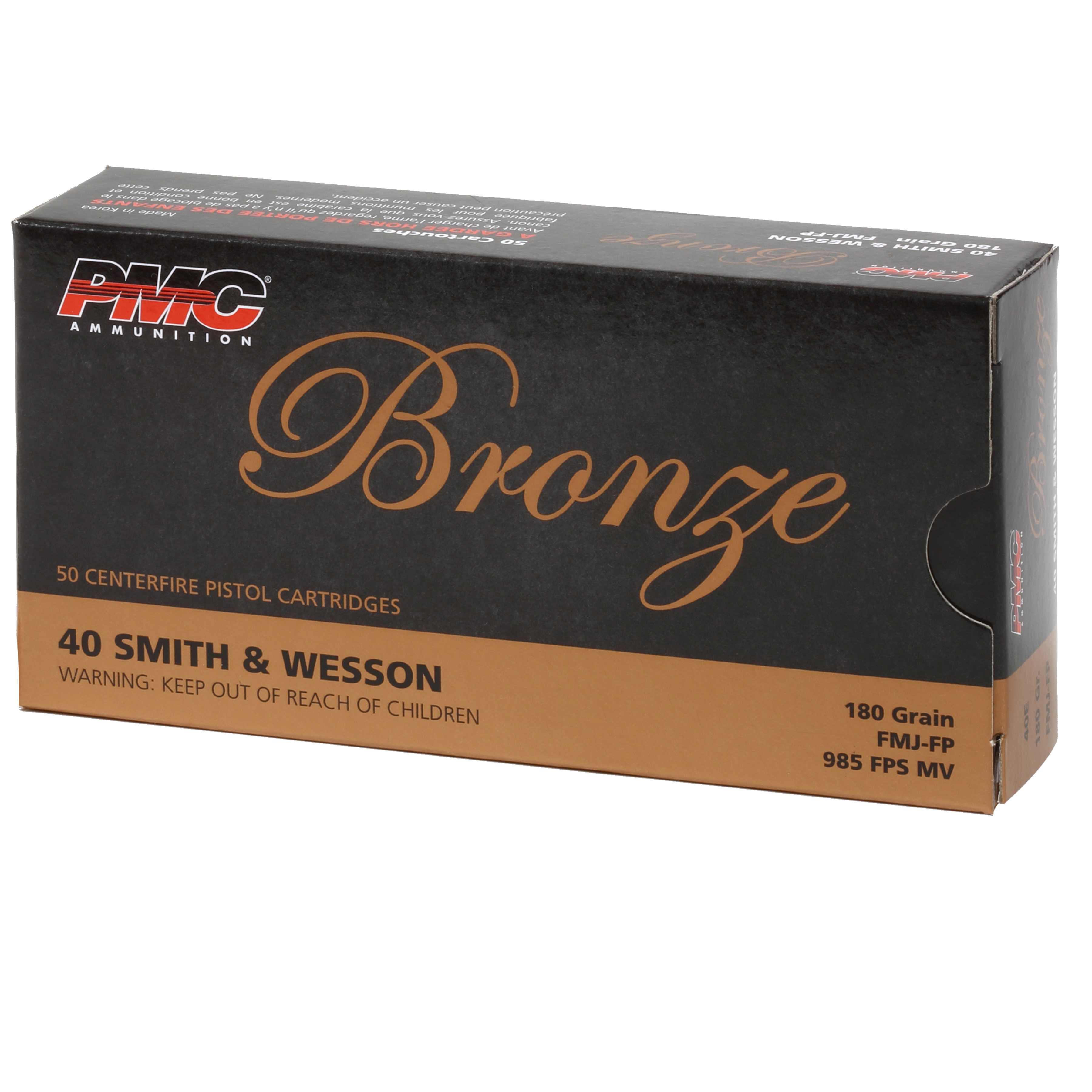 PMC 40E Bronze  40S&W 180gr Full Metal Jacket Flat Point 50 Per Box/20 Case
