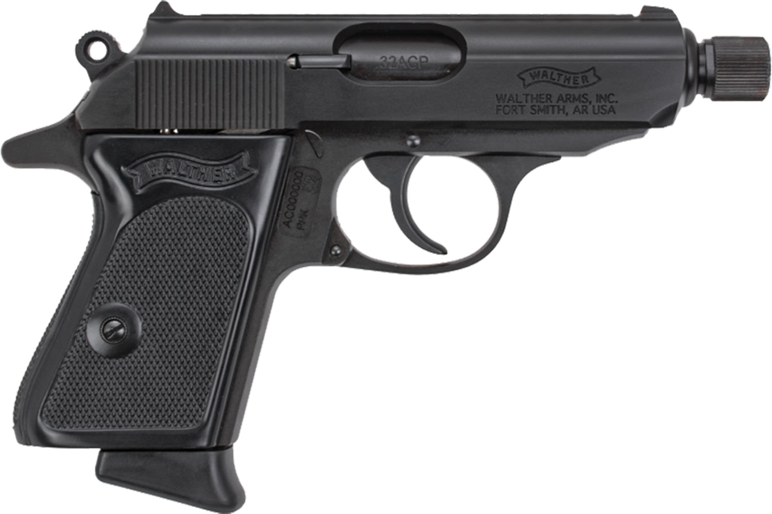 Walther PPK SD Handgun .32 Auto 7rd Magazines(2) 3.3" 1/2x28 Threaded Barrel Black
