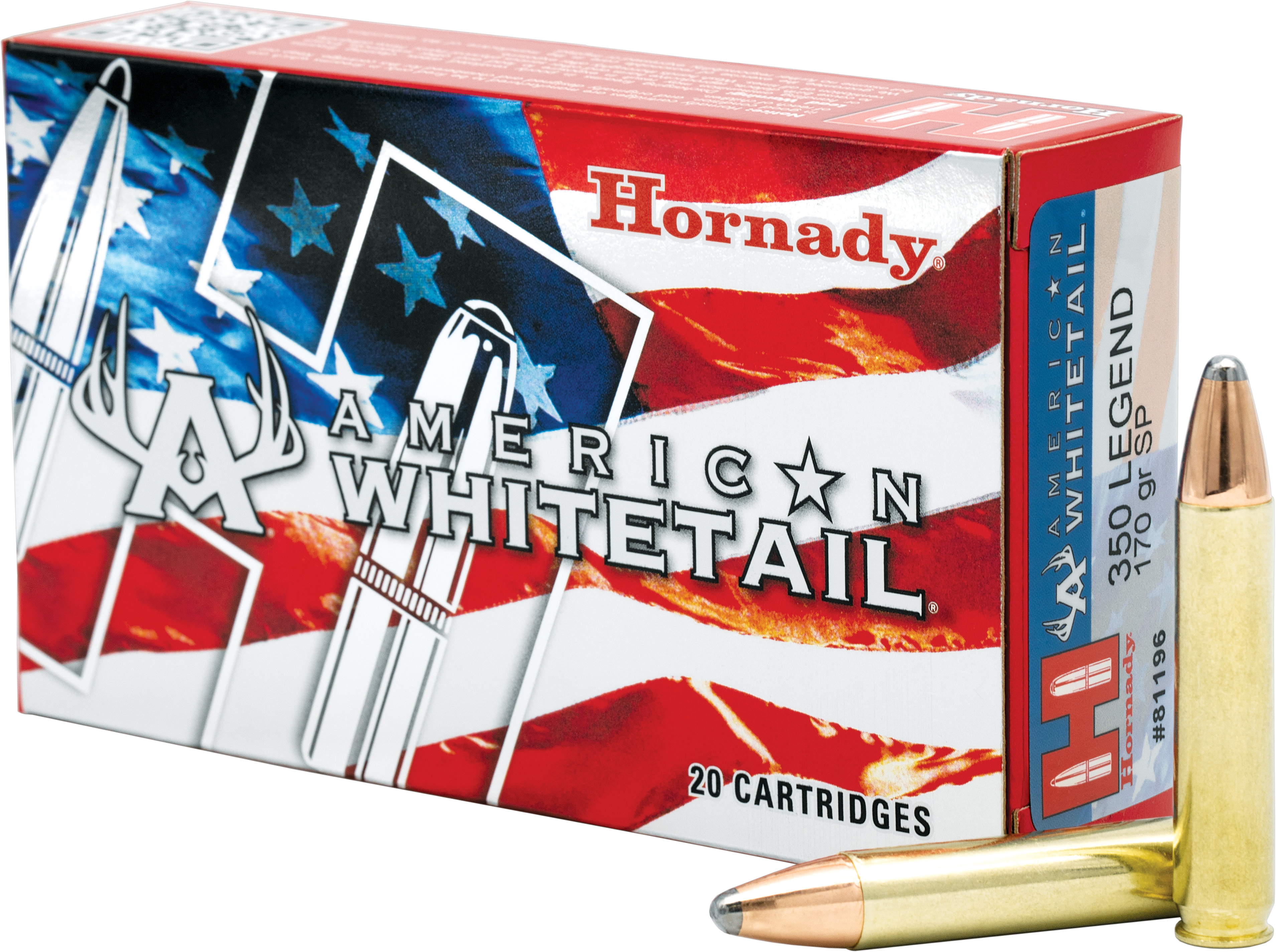 Hornady American Whitetail Rifle Ammunition .350 Legend 170gr SP 2200 fps 20/ct