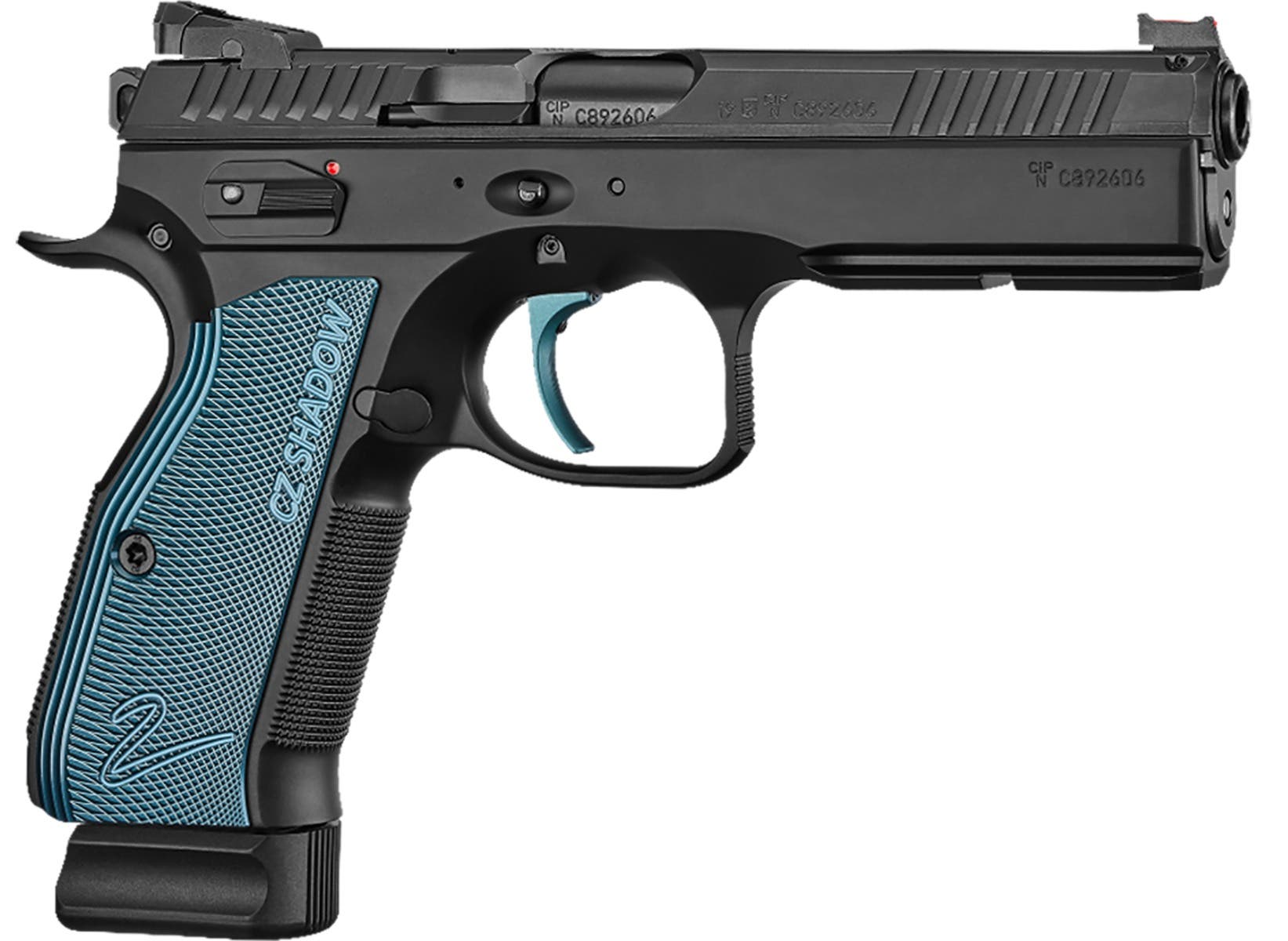 CZ Shadow 2 Optic Ready Handgun 9mm Luger 19rd Magazine 4.7" Barrel Black Frame Blue Grips