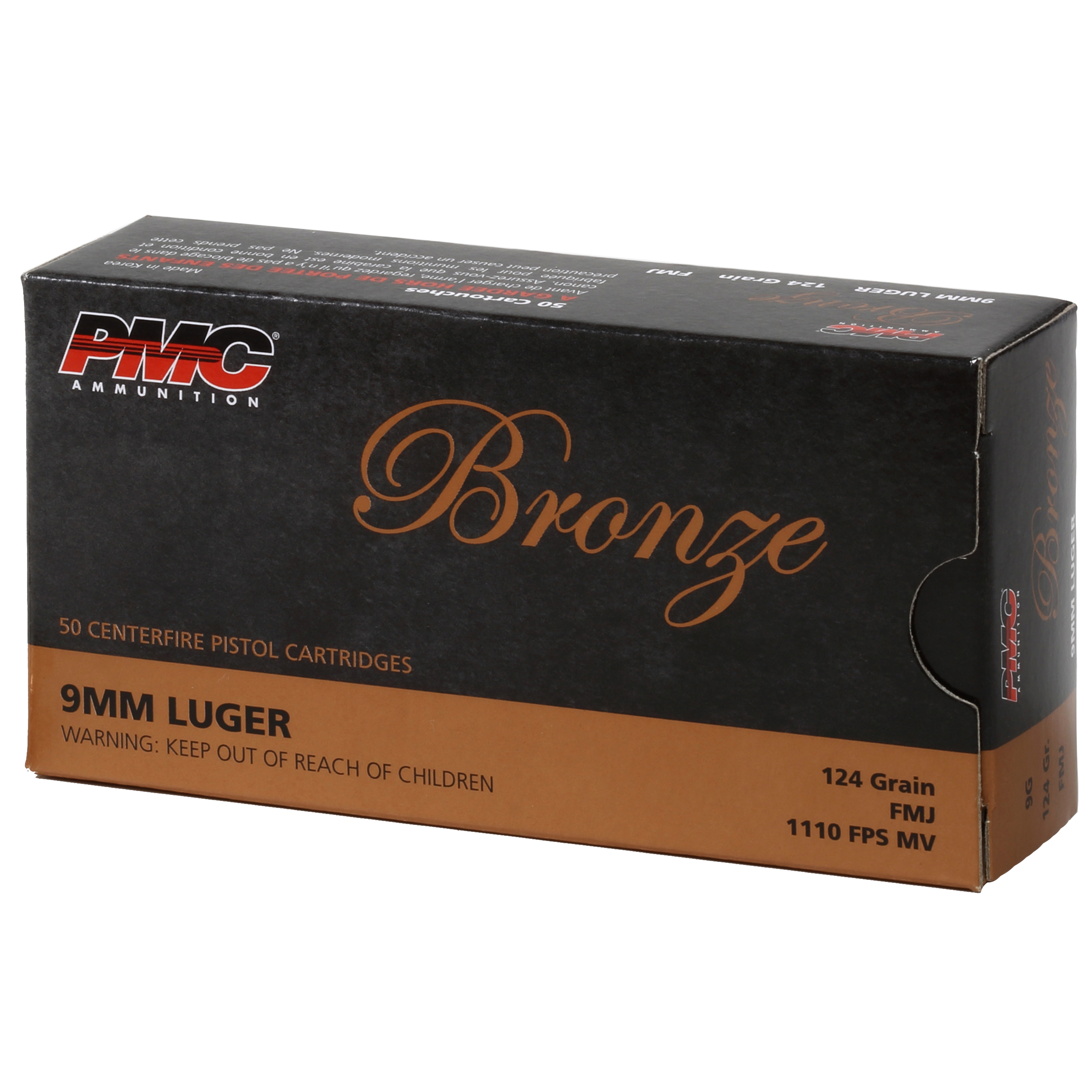 PMC 9G Bronze 9mmLuger 124gr Full Metal Jacket 50 Per Box/20 Case