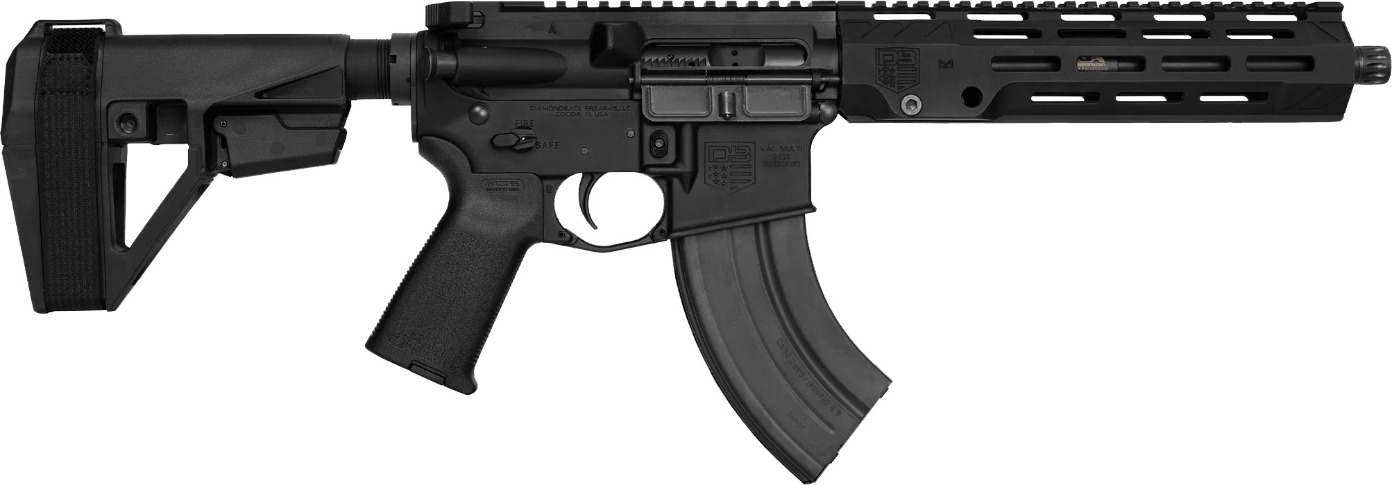 Diamondback DB15 Handgun .338 ARC 26rd Magazine 10.5" 5/8x24 Threaded Barrel Black with 9" V3 M-LOK Anti-Rotation Rail