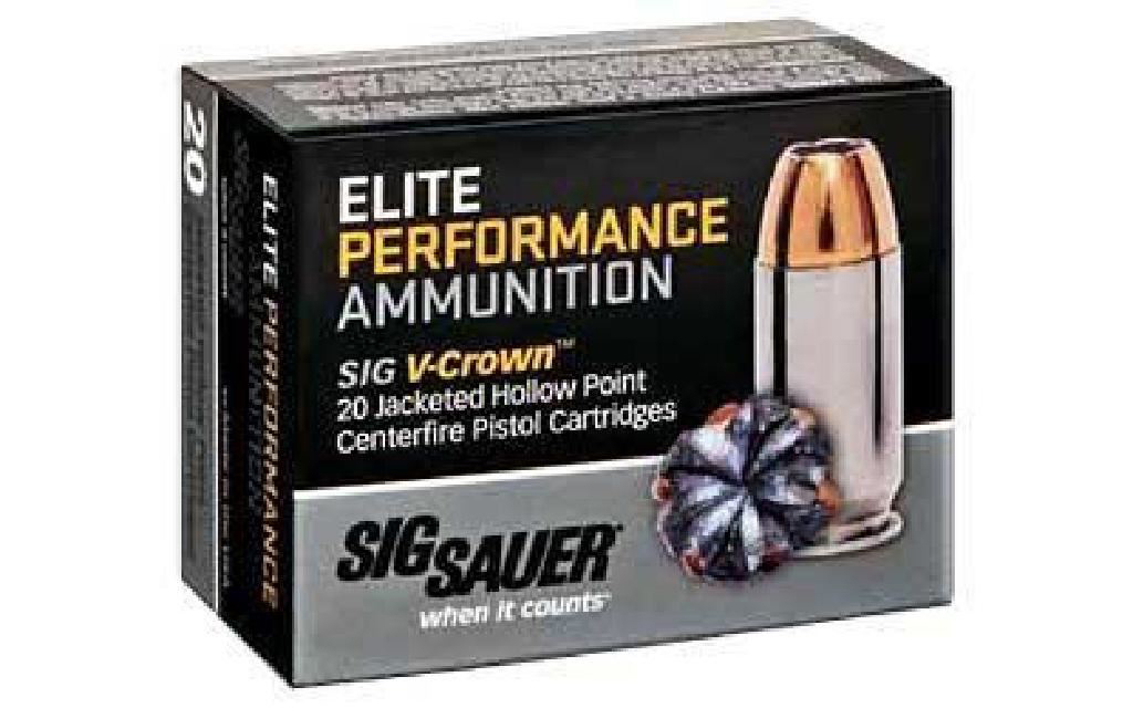 Sig Sauer E380A120 Elite Defense 380ACP 90gr V-Crown Jacketed Hollow Point 20 Per Box/10 Case