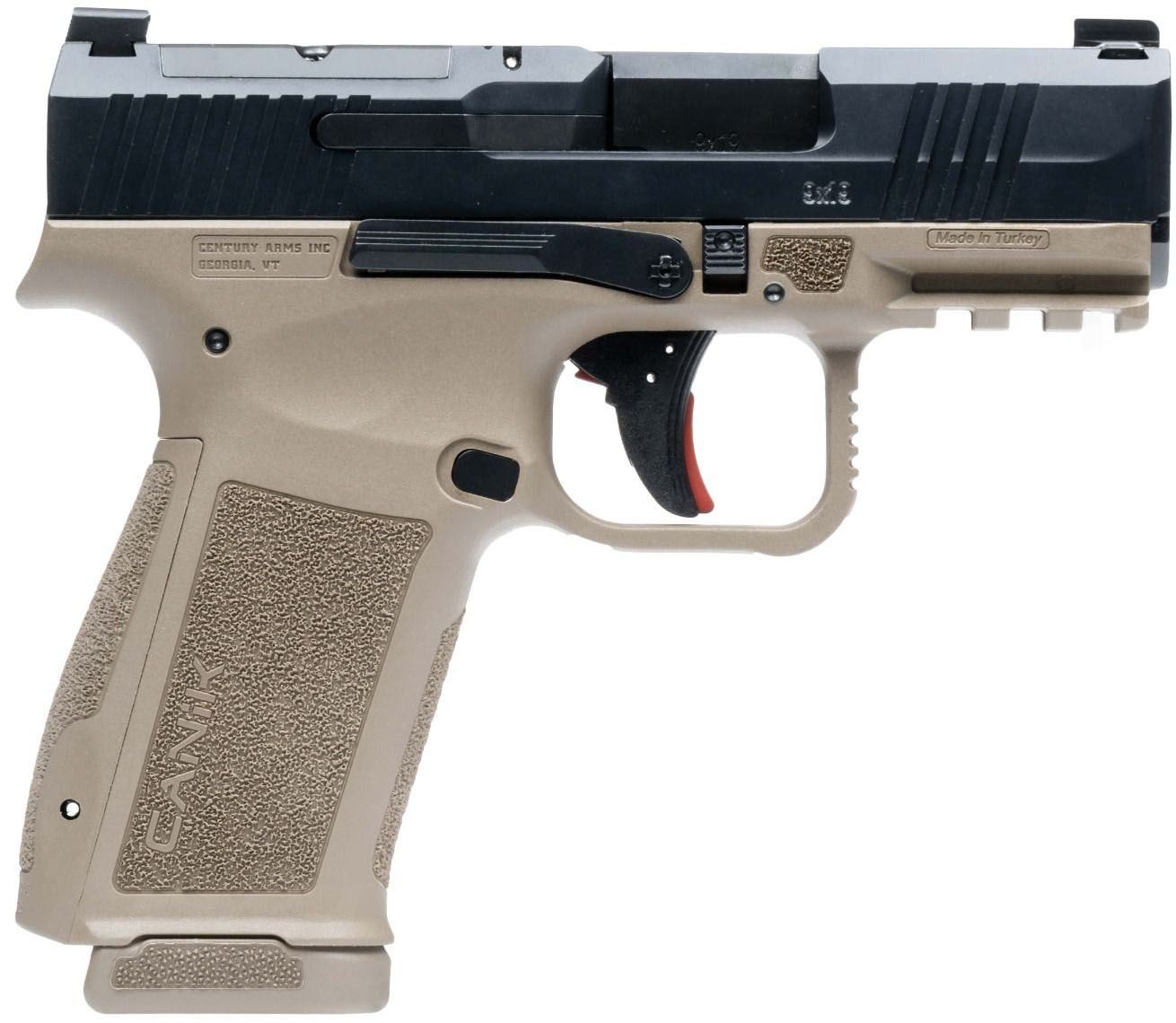 Canik HG7884CABD-N Mete MC9L *CA Compliant 9mm Luger 10+1 3.18" Black Steel Barrel, Black Nitride Steel Serrated Slide, Flat Dark Earth Polymer Frame w/Picatinny Rail, Interchangeable Backstrap Grip