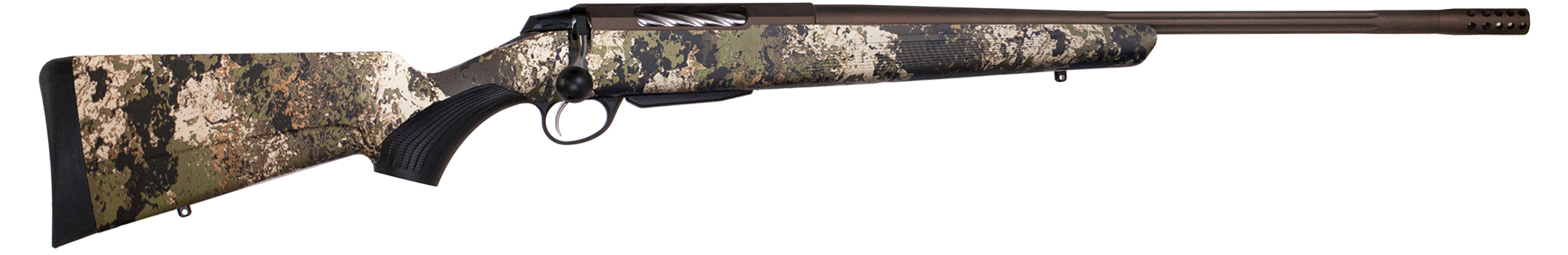 Tikka JRTXVW319 T3x Lite 6.5 PRC 3+1 24.30" Fluted/Threaded, Midnight Bronze Cerakote Barrel/Rec, Veil Wideland Synthetic Stock, Interchangeable Grip, Muzzle Brake