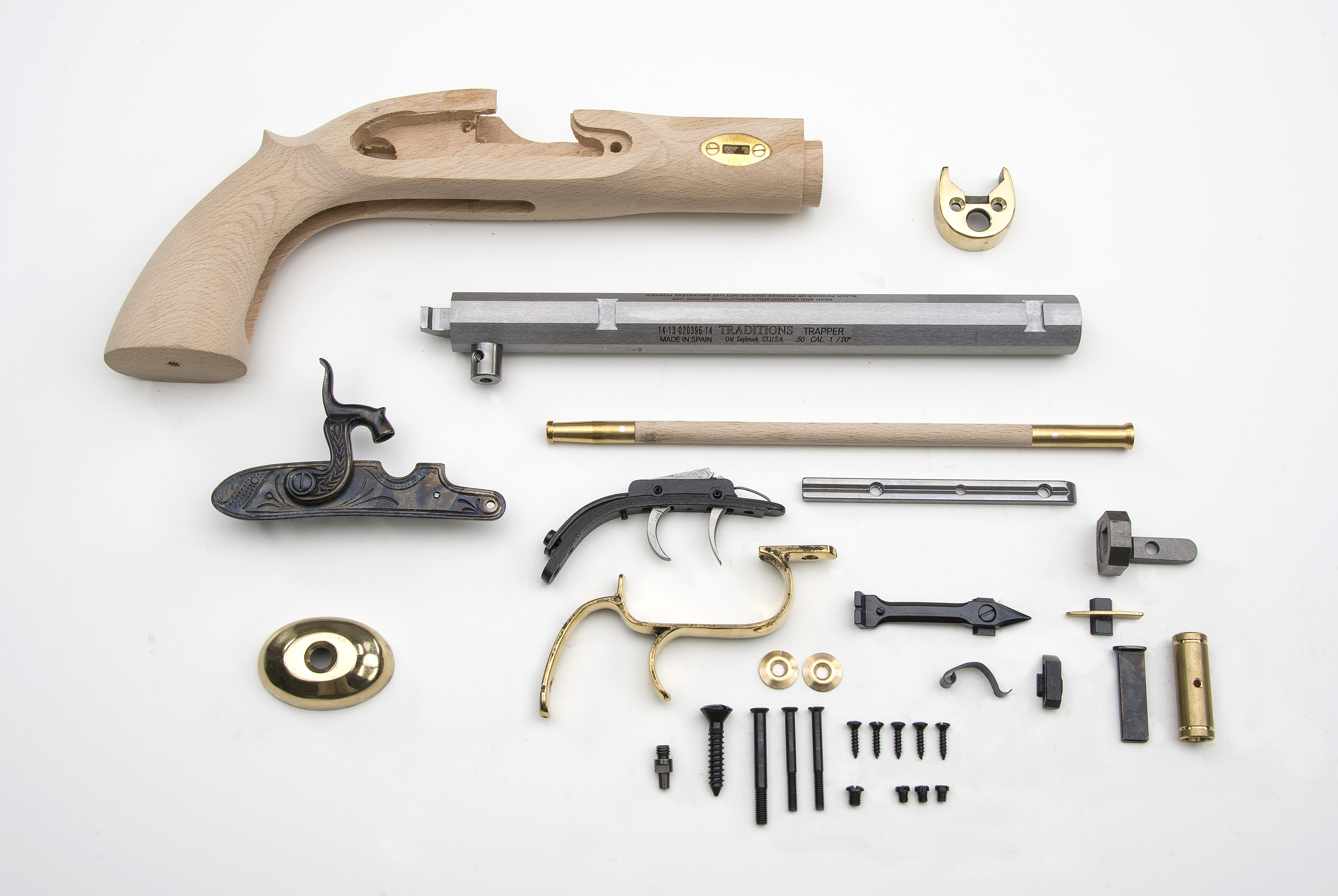 Traditions KPC51002 Trapper Pistol Kit 50 Cal Percussion 9.75" Blued Octagon Barrel Sidelock Action