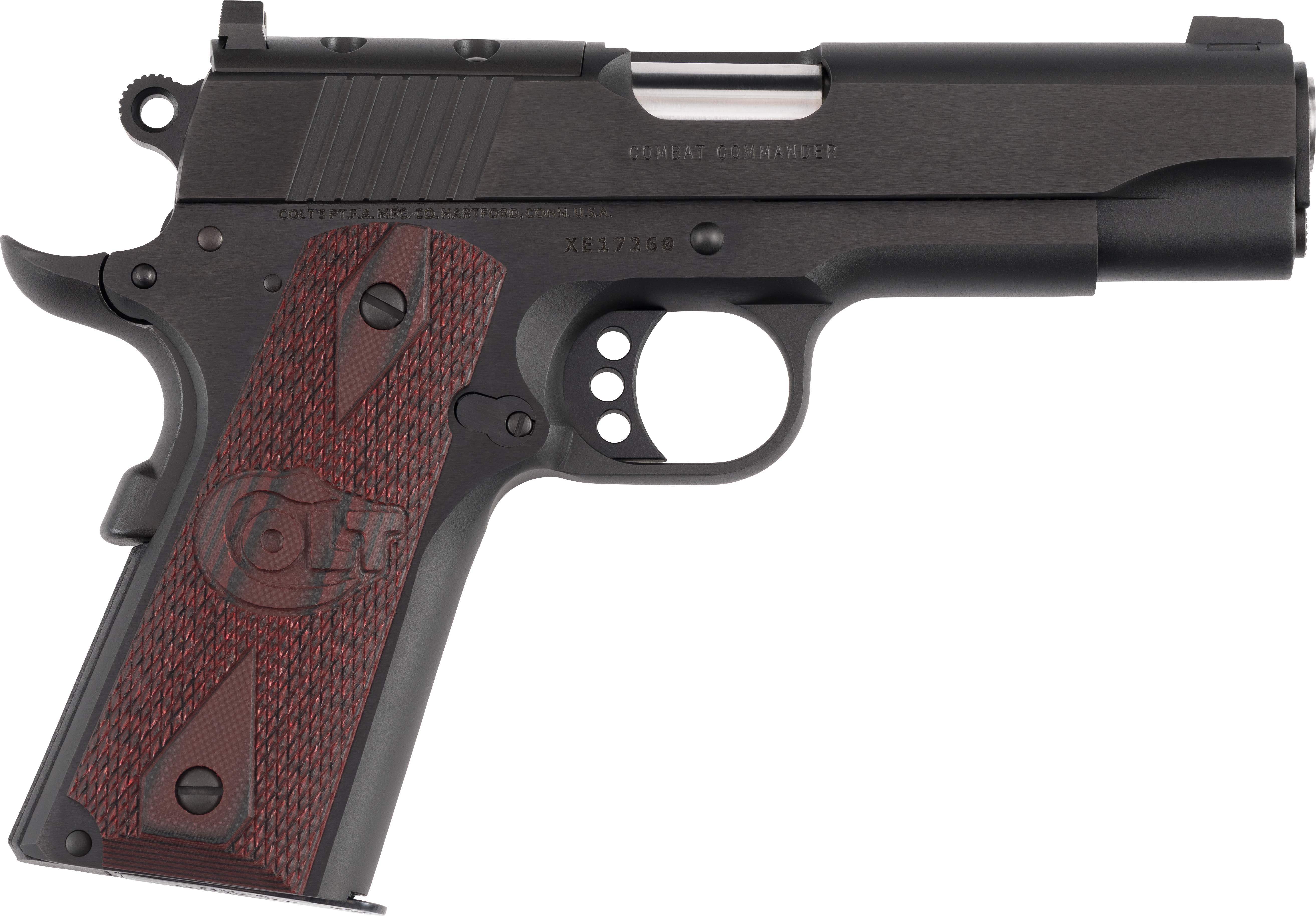 Colt Mfg O4943XEOR Commander Combat 38 Super 9+1 4.25" Stainless National Match Barrel, Blued Steel Optic Ready/Serrated Slide, Blued Aluminum Frame w/Beavertail, Black Cherry G10 Grips, Ambidextrous
