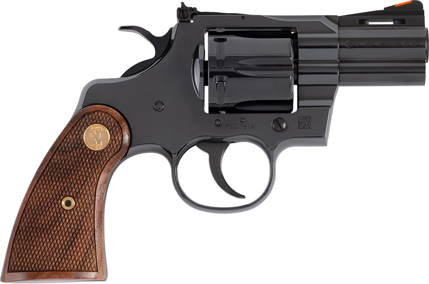 Colt Mfg PYTHONBP2WTS Python  357 Mag/38 Special 6 Shot 2.50" Blued Carbon Steel Vent Rib Barrel, Cylinder & Frame, Wood Grip, Exposed Hammer