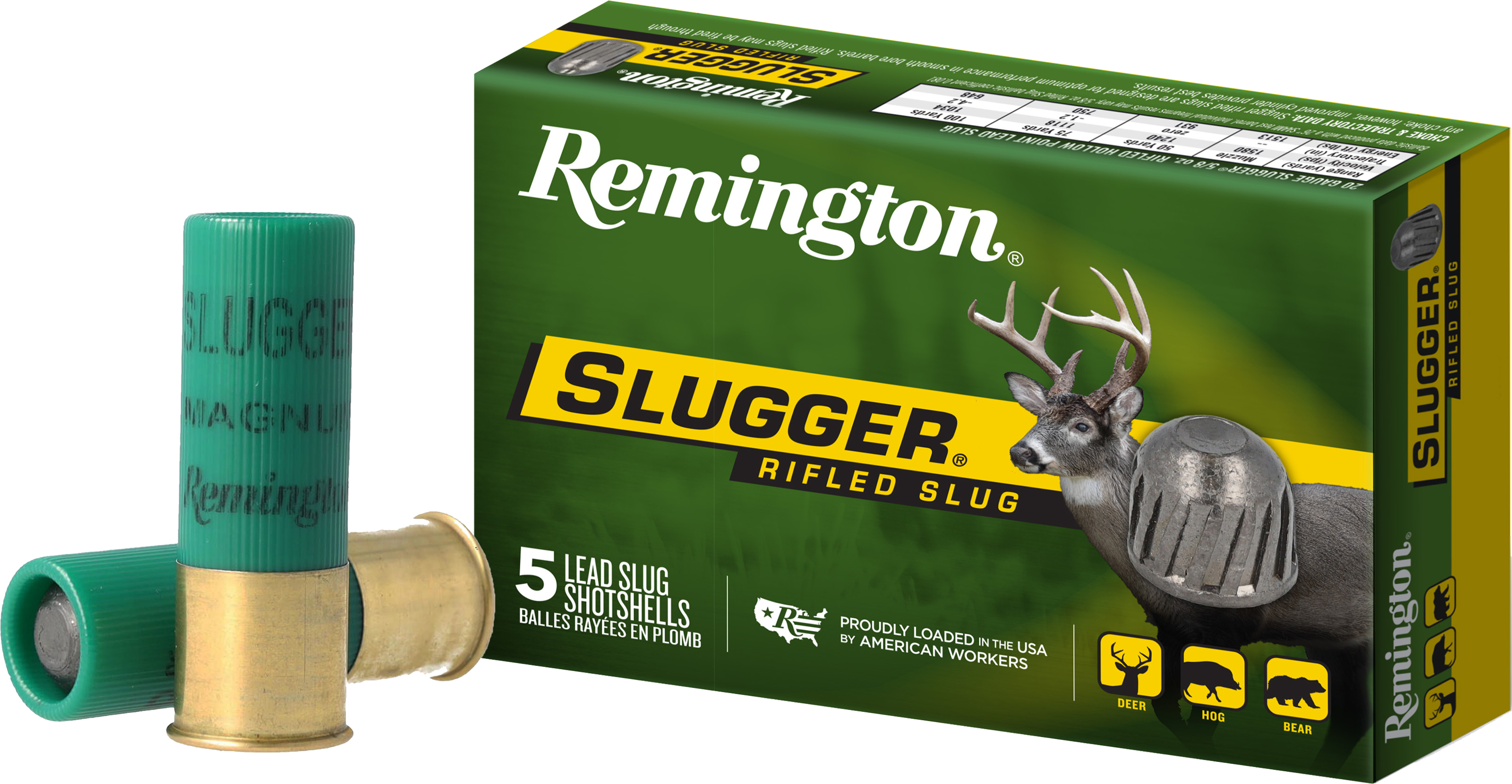 Remington Ammunition 20302 Slugger 12 Gauge 2.75" 1 oz Rifled Slug Shot 5 Per Box/ 50 Cs