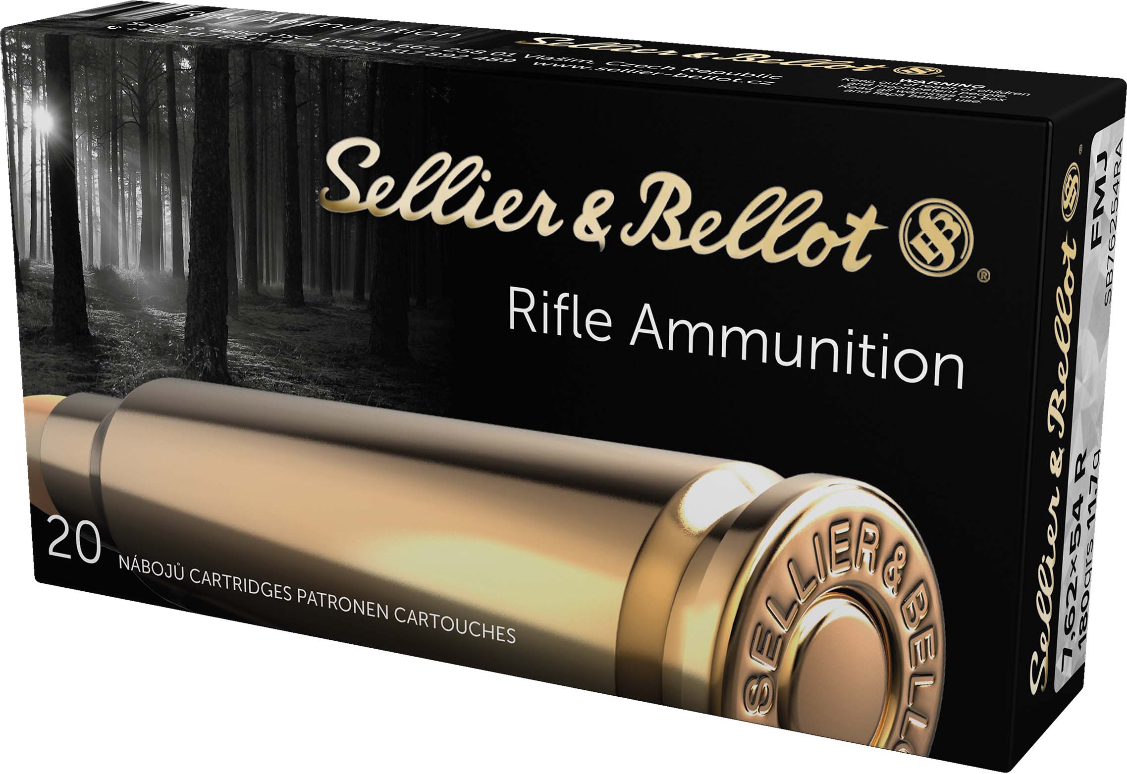 Sellier & Bellot SB76254RA Rifle 7.62x54mmR 180gr Full Metal Jacket 20 Per Box/20 Case
