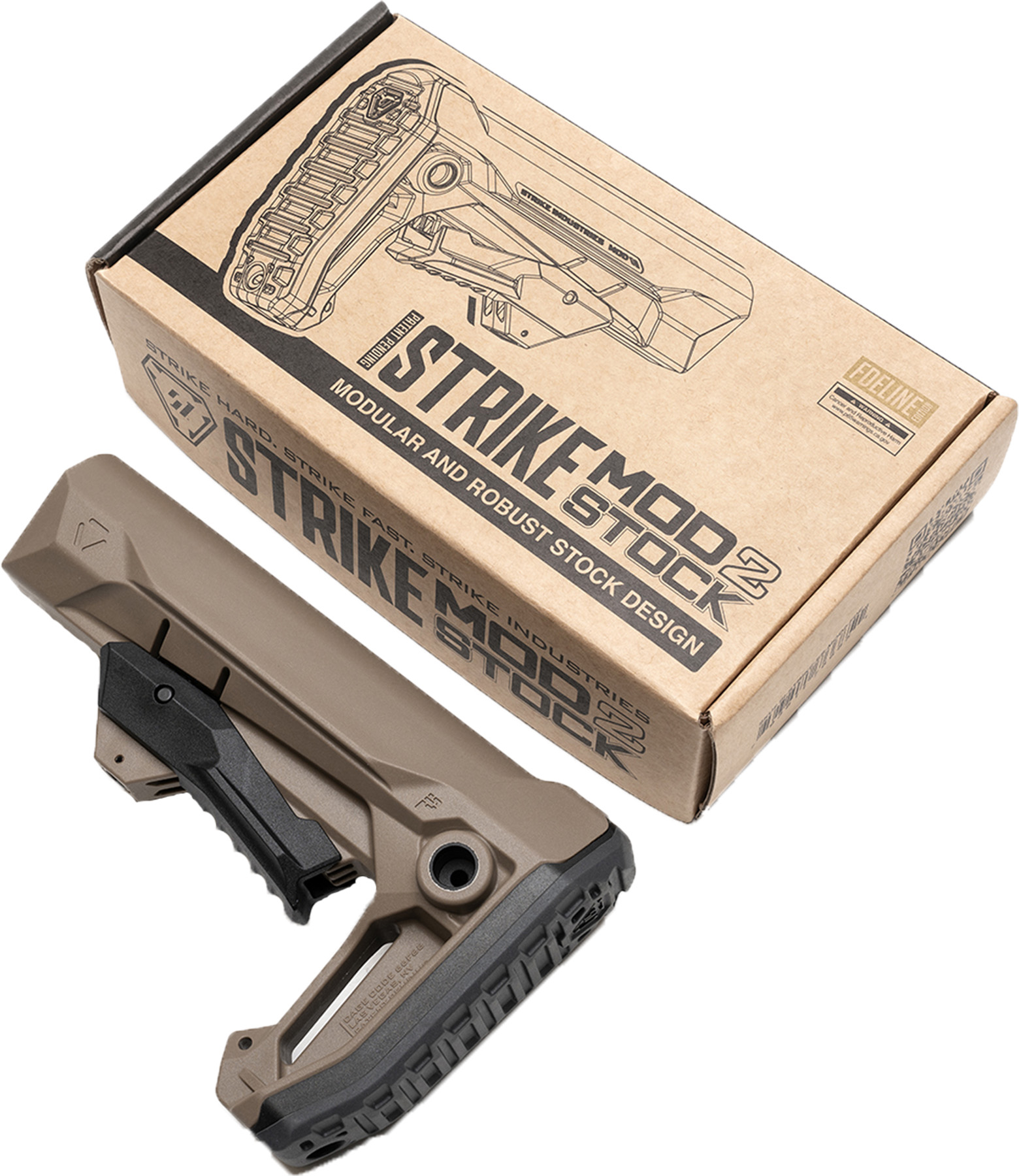 Strike Industries STRIKEESMOD2FDE MOD2 Rifle Stock FDE Polymer Compatible w/ AR Style Buffer Tubes
