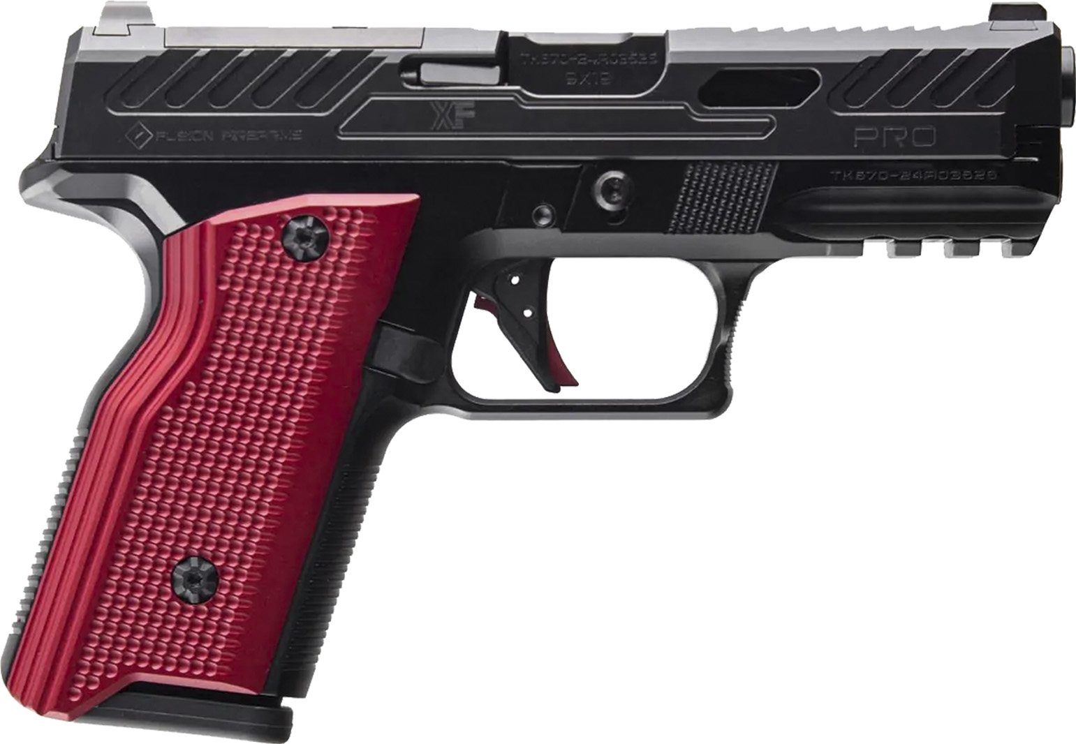 Fusion Firearms XF PRO Black Handgun 9mm Luger 15rd Magazines(2) 4" Barrel Interchangeable Black/Red Grips