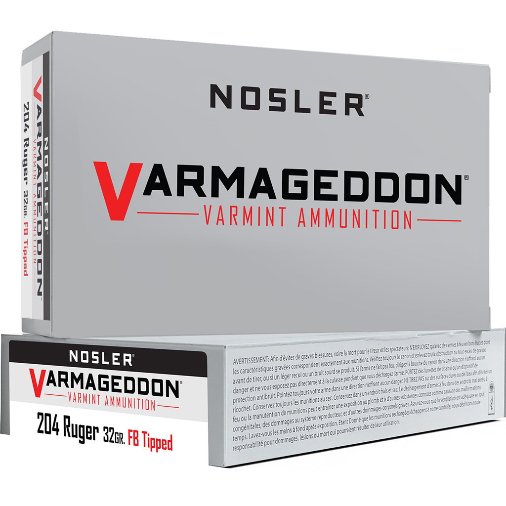 Nosler 65115 Varmageddon 204Ruger 32gr Flat Base Tipped 20 Per Box/20 Case