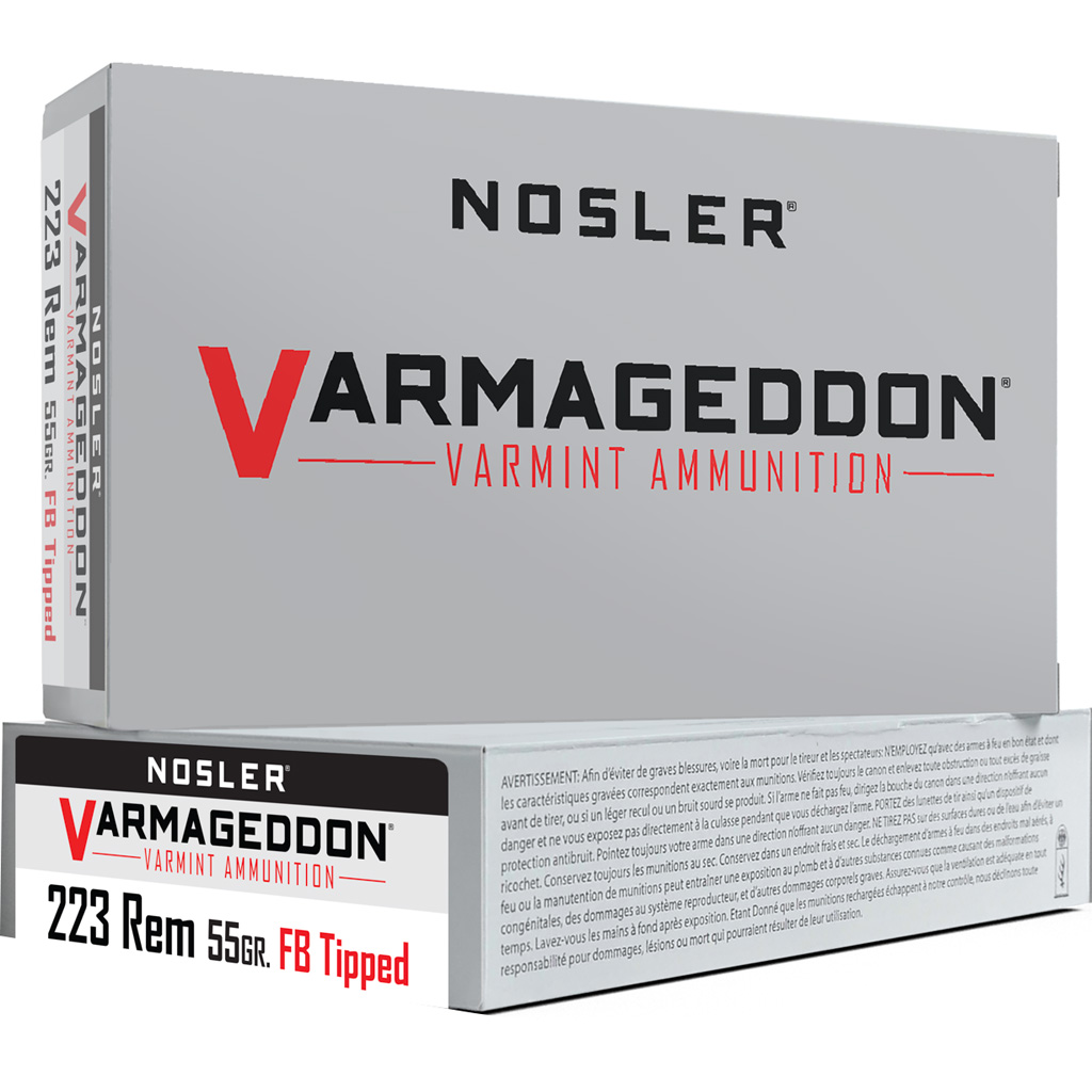 Nosler 65145 Varmageddon 223Rem 55gr Flat Base Tipped 20 Per Box/20 Case