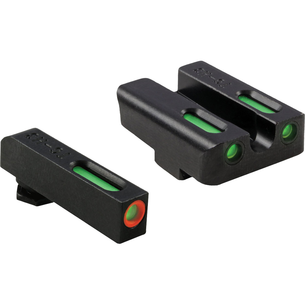 Truglo TFX Pro Tritium/Fiber-Optic Day/Night Sights Fit Glock 17 17L 19 23 24 26 27 33 34 35 38 39 45 - Orange Outline Front/Rear Green