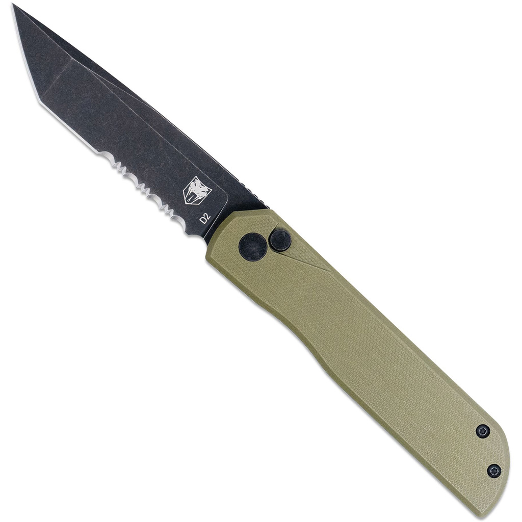 CobraTec Prowler G-10 BLock Tanto Bld Serr Knife Folding Blade OD Green