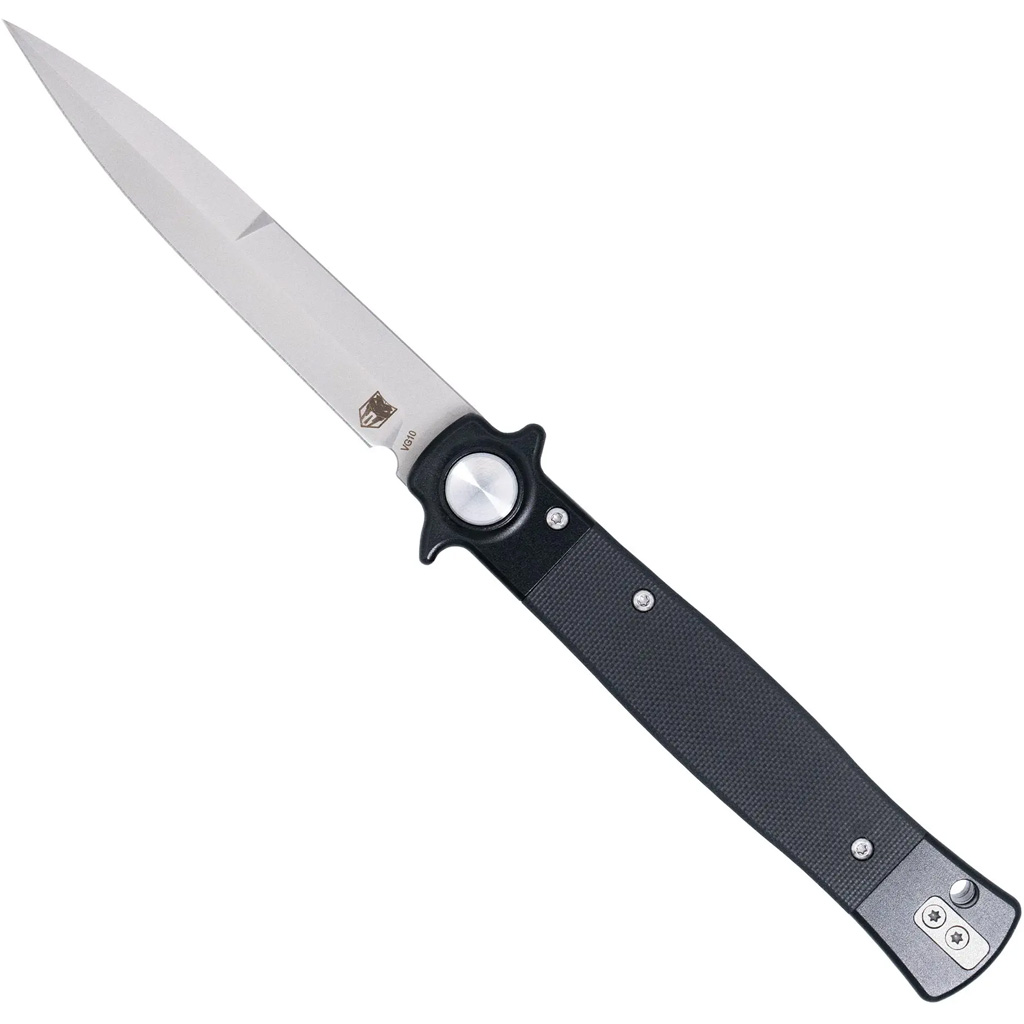 CobraTec Stiletto Button Lock G10 Knife Folding Blade Black/Satin