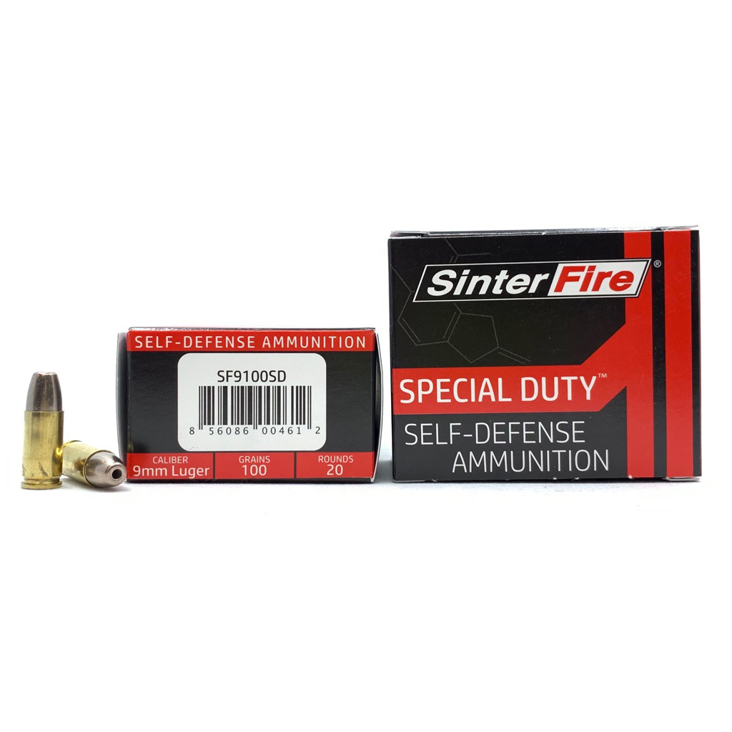 SinterFire Inc SF9100SD Special Duty (SD) 9mmLuger 100gr Lead Free Frangible Hollow Point 20 Per Box/10 Case