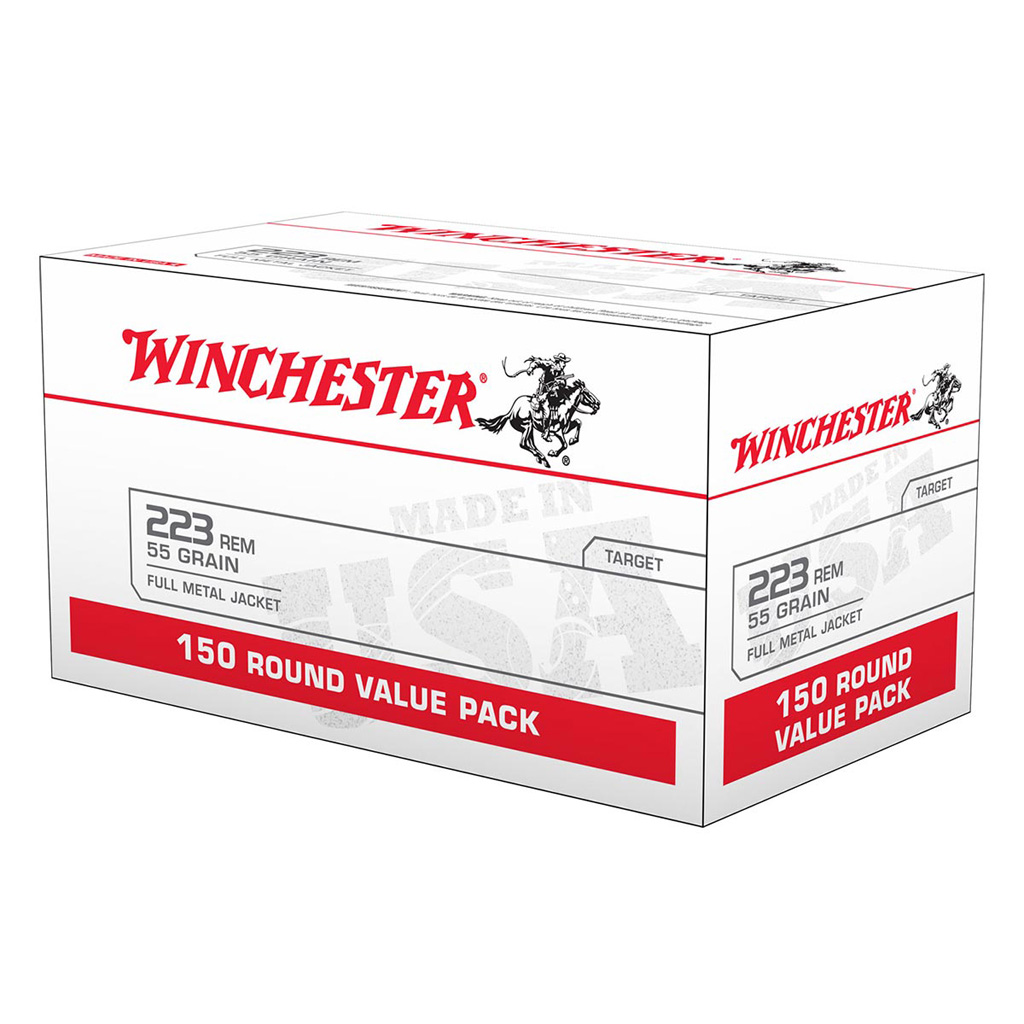 Winchester Ammo W223150 USA 223Rem 55gr Full Metal Jacket 150 Per Box/4 Case *Value Pack